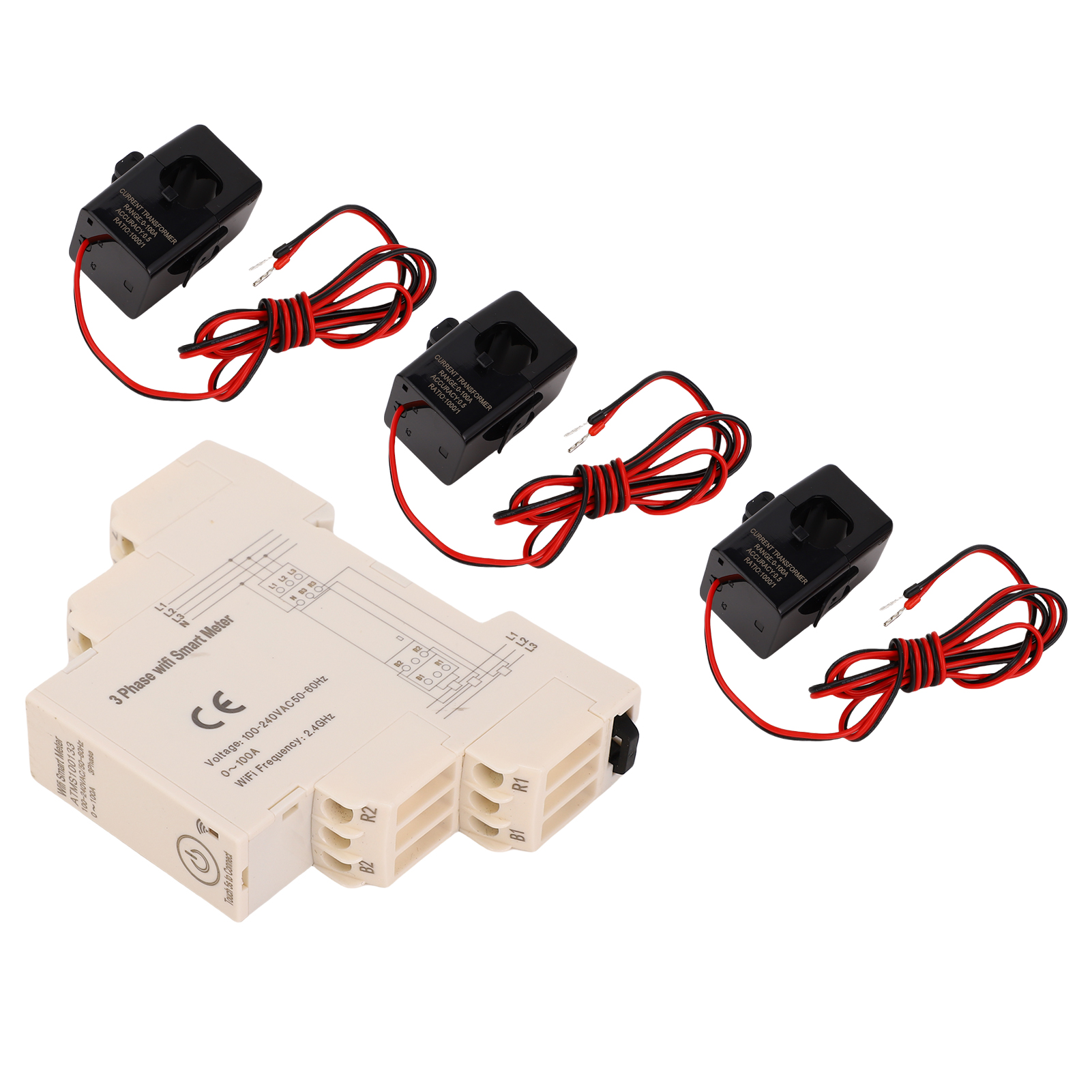 Intelligenter Wlan-energiezähler 0–100 A, 3-phasig, Fernsteuerung Per App, Mit 3 X 100-a-stromsensoren