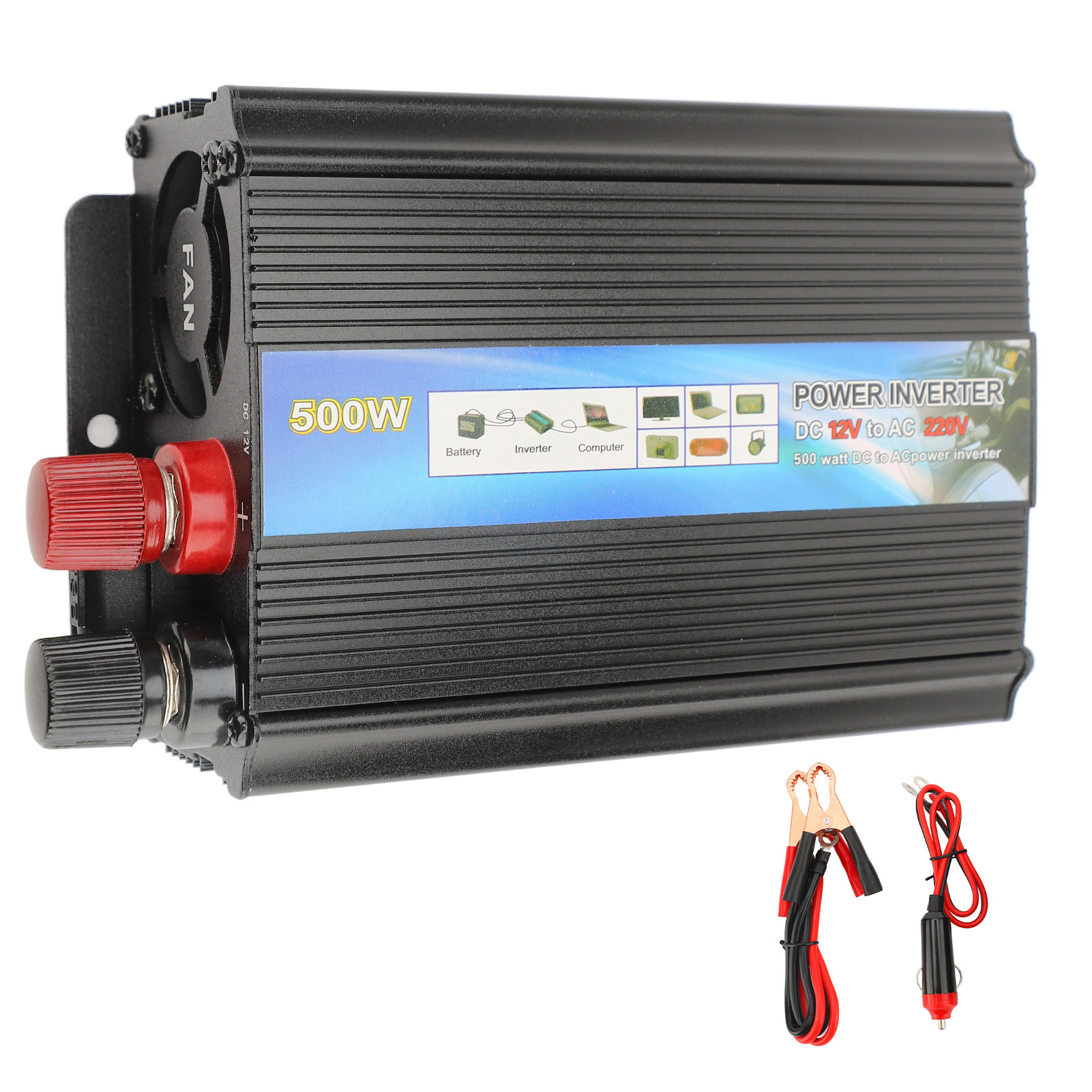 12v 350w Wechselrichter, Hocheffizienter Aluminium-gleichstrom-wechselstromwandler Für Zuhause Und Auto