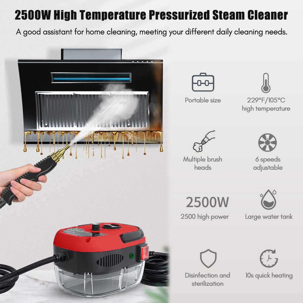 Tragbarer 1500-w-dampfreiniger, Hochtemperatur-hochdruck-reinigungsgerät Mit Bürstenaufsätzen Für Küchenmöbel, Badezimmer Und Auto