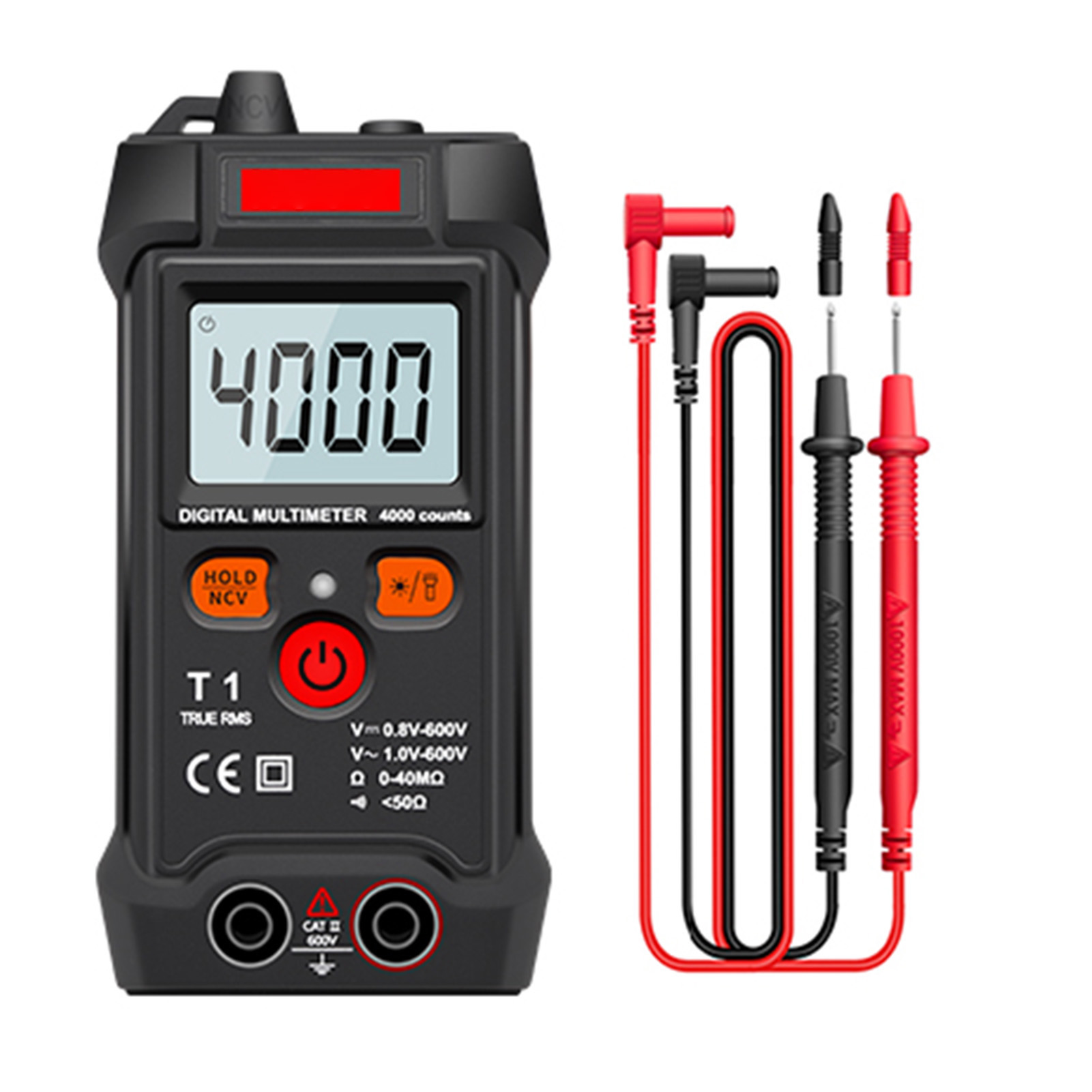 Digitales Multimeter Mit 4000 Zählern, Automatischer Bereichswahl, Ncv-spannungsprüfer, 3,2-zoll-lcd-bildschirm, Taschenlampe Und Abschaltfunktion, Für Elektriker Und Den Heimgebrauch (modell T1, Batt