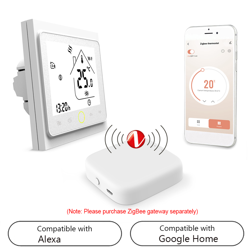 Tuya Zigbee 3.0 5a Smart-thermostat, Wöchentlich Programmierbar, Kompatibel Mit Alexa/home, Für Wasserbasierte Fußbodenheizungen, Büros Und Villen.