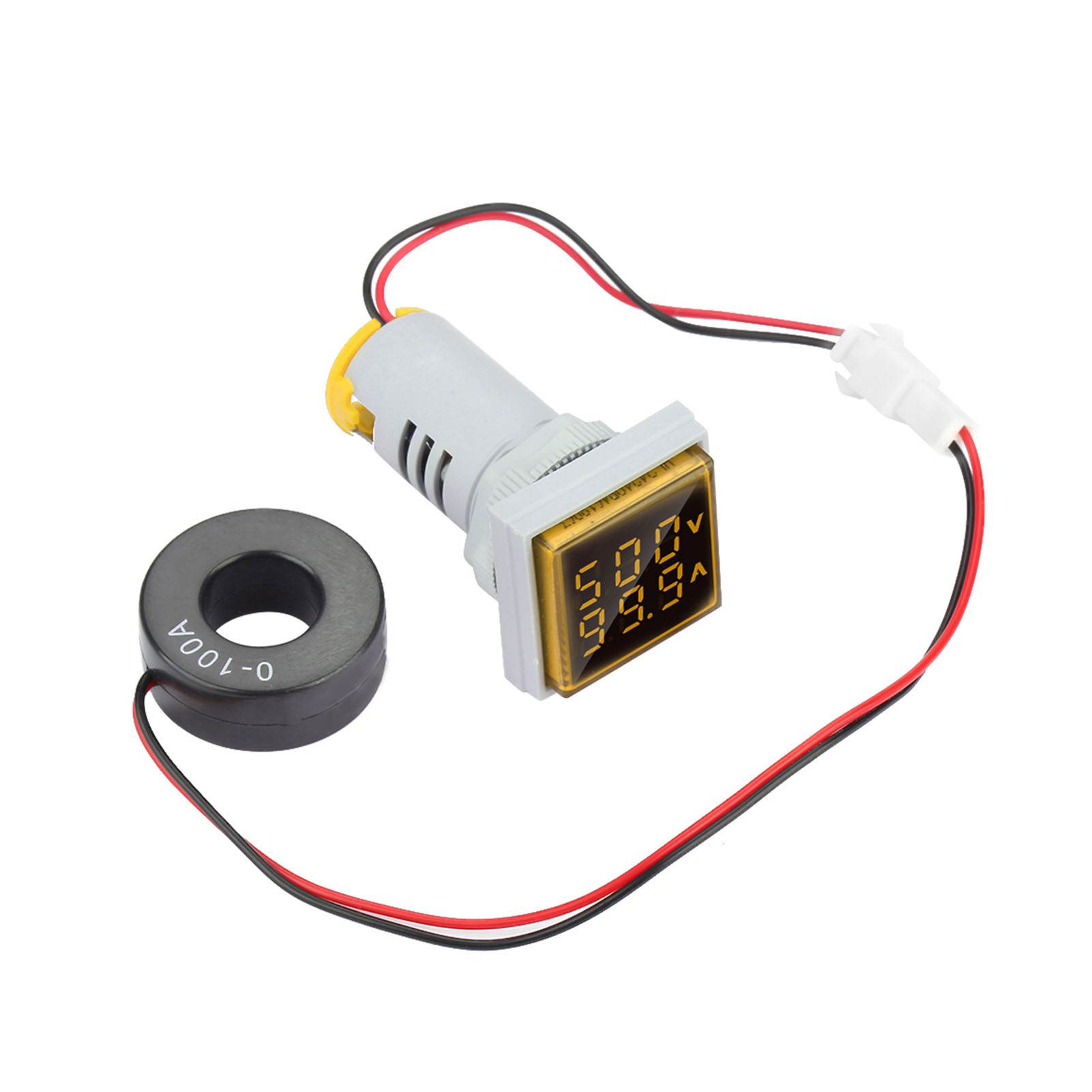 Wechselspannungs- Und Strommessgerät Mit Digitaler Led-anzeige, 22 Mm, 0–100 A, Gelb