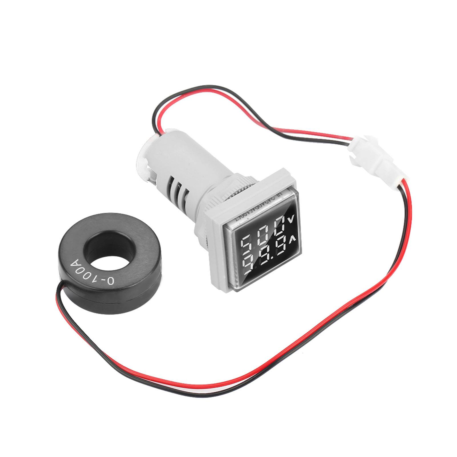 Wechselspannungs- Und Strommessgerät Mit Digitaler Led-anzeige, 22 Mm, 0–100 A, Weiß