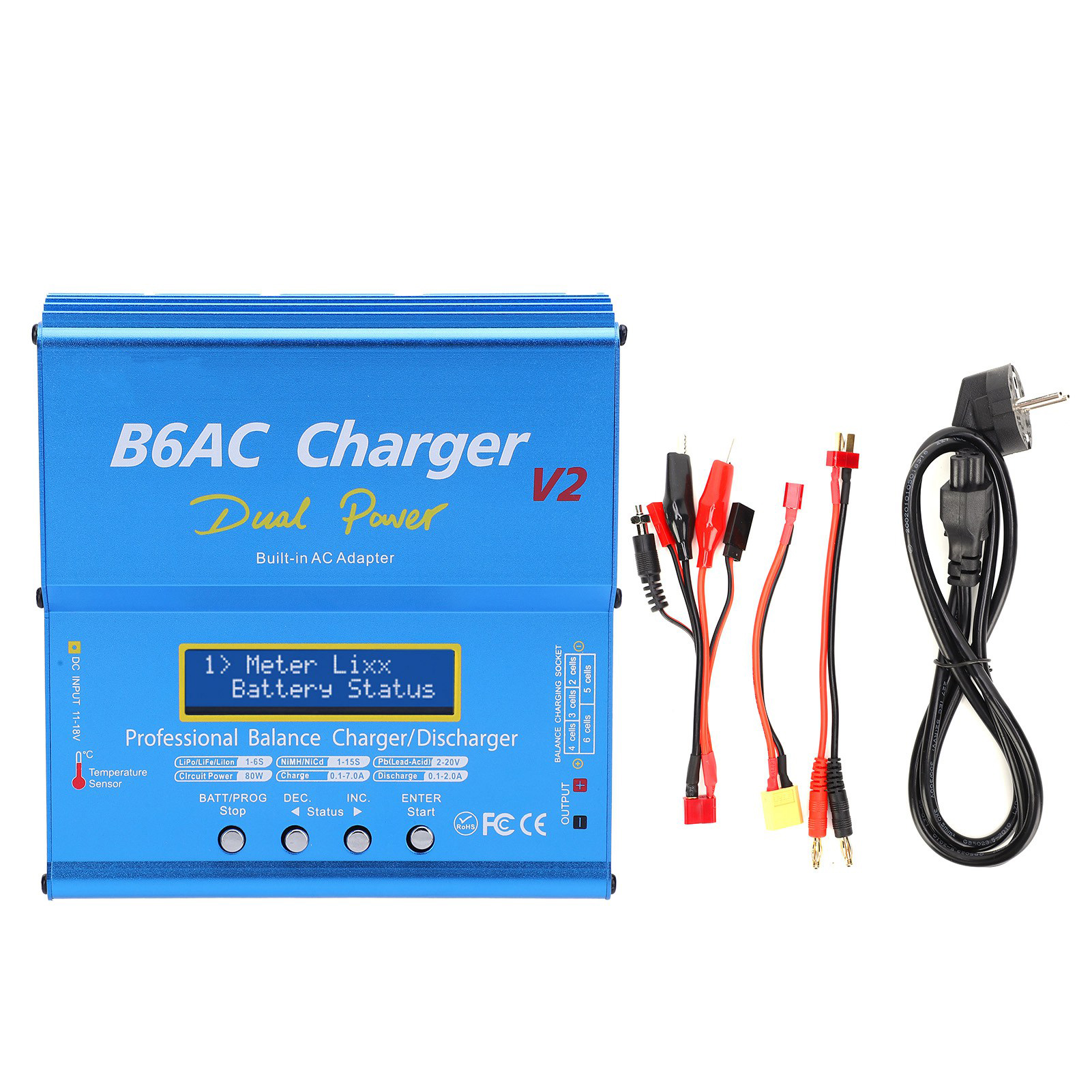 Intelligentes Ladegerät/entladegerät Aus Aluminiumlegierung Mit Ladekabel, 80 W 7 A B6ac V2 Blau, Eu-stecker, 220 V