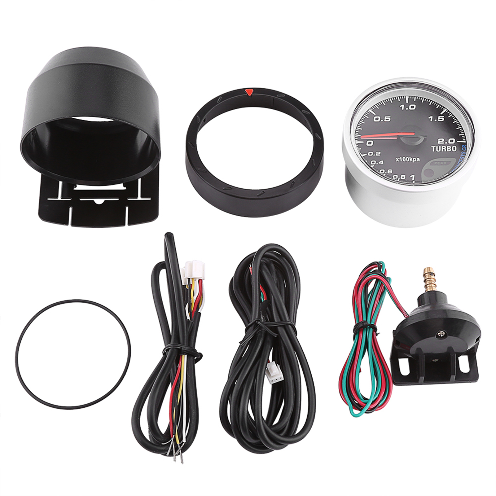 Universelles Led-turboladerdruckmessgerät, 60 Mm, Schwarzes Gehäuse, Für Rennwagen, 0–200 Kpa