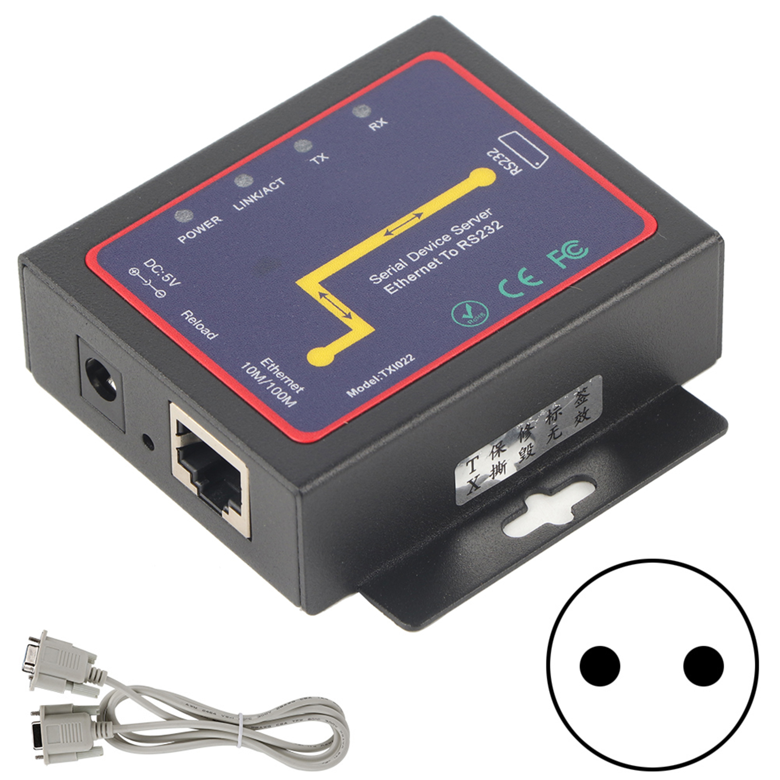Ein Einzelner Rj45-zu-rs232-seriell-serveranschluss Im Rs-232-tcp/ip-konverter