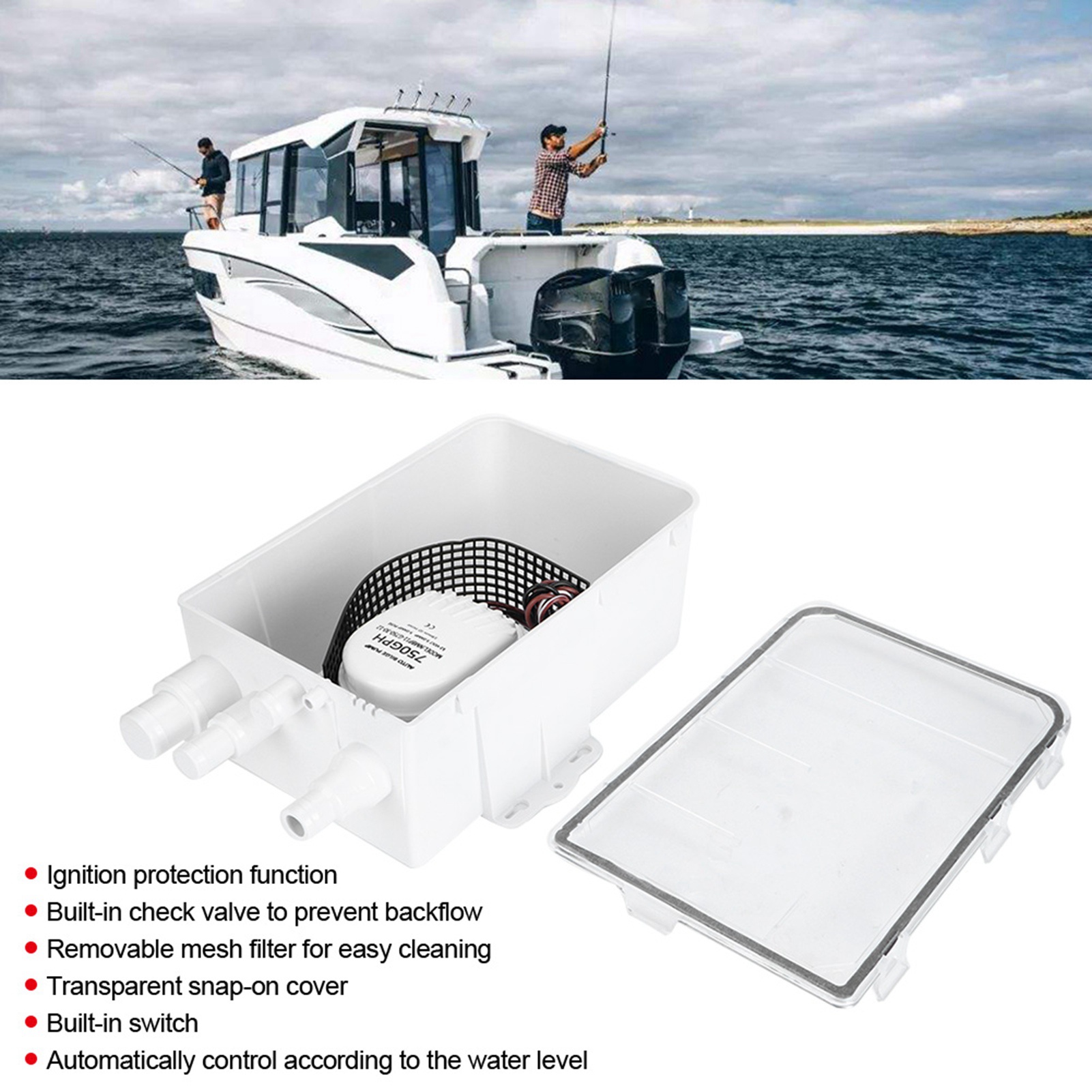 Duschpumpensystem, 12v 750gph Bilgenpumpe Für Boote/wohnmobile, Marine-mehranschluss-ablaufbox