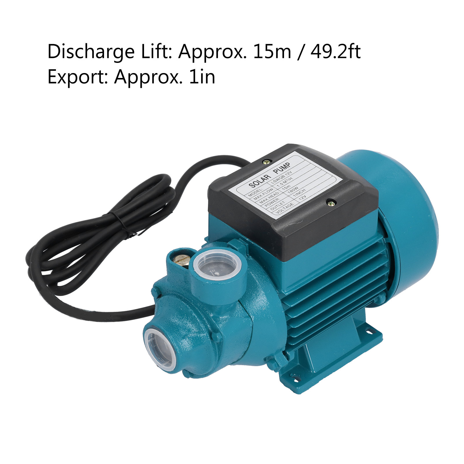 Wasserpumpe, Einpoliger Turbinenmotor, Horizontales, Einseitig Saugendes Bewässerungsgerät, 15 M, 180 W, 12 V Dc