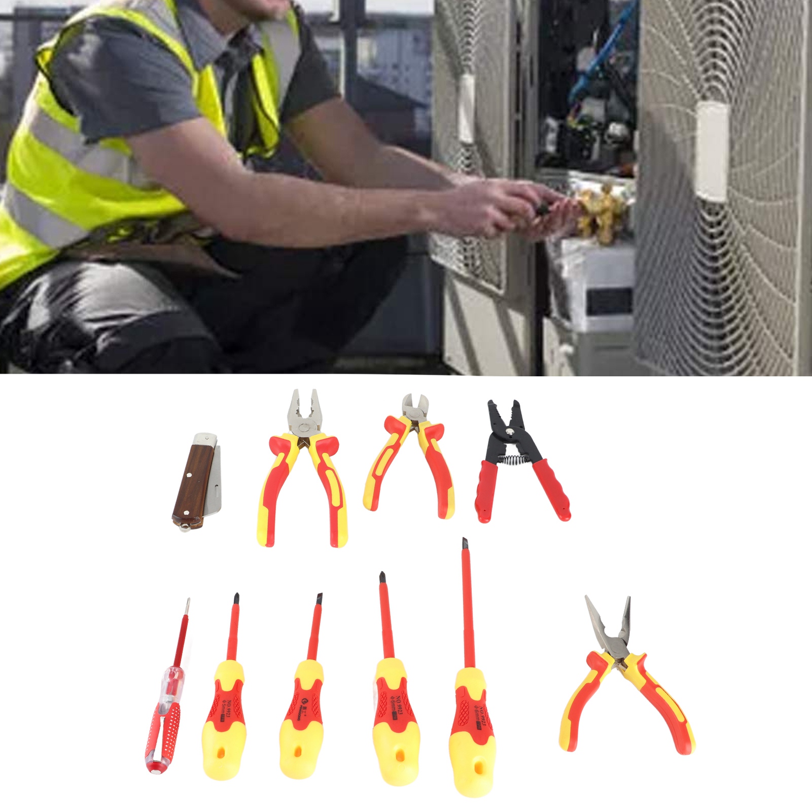 10-teiliges Isoliertes Elektriker-werkzeugset Mit Kreuzschlitzschraubendreher