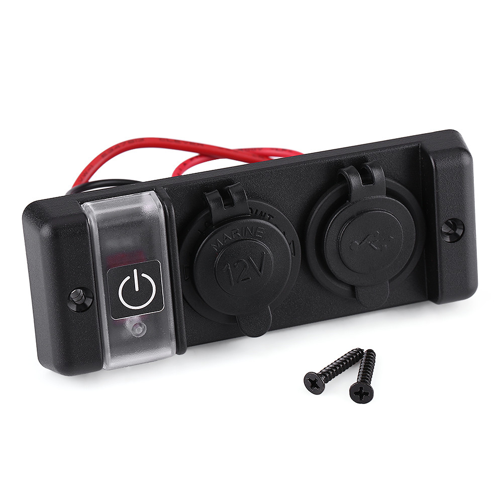Wasserdichter 12-v-zigarettenanzünder, Zwei Usb-anschlüsse, Bedienfeld Für Auto, Wohnmobil, Boot