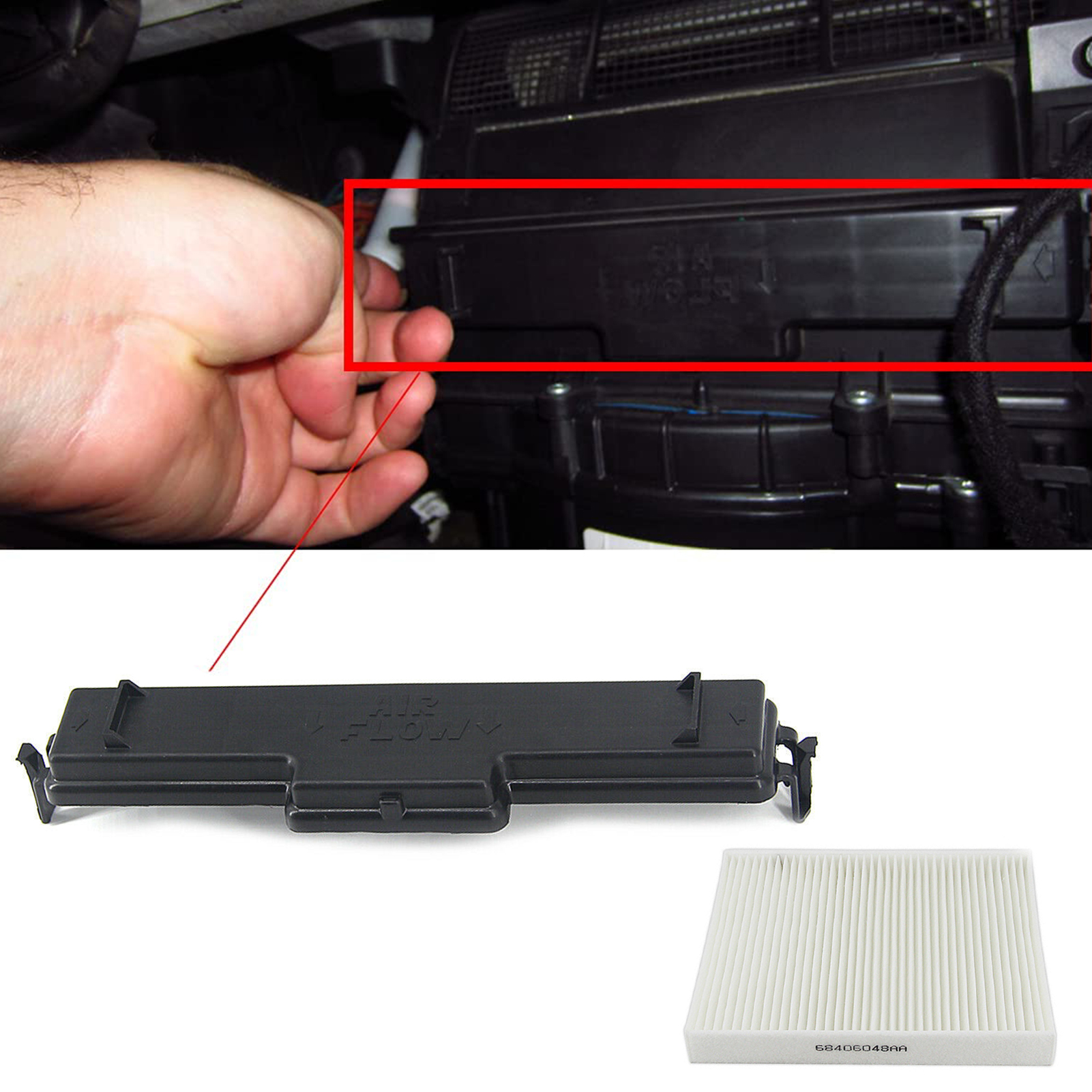 Austauschset Für Innenraumfilter, Klimaanlage Und Zugangsklappe Für Dodge Ram 1500 68406048aa
