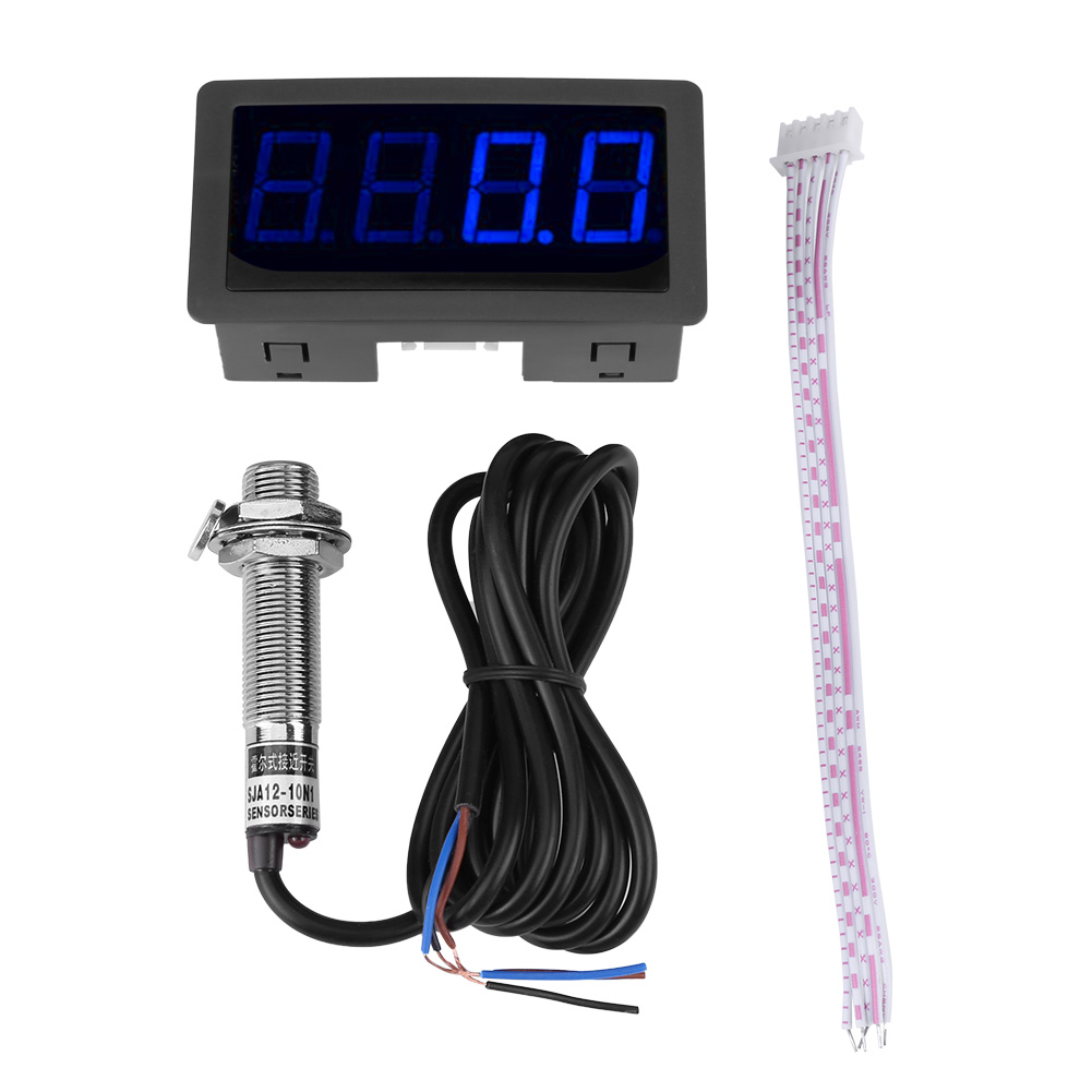Digitaler Drehzahlmesser Mit 4 Leds, Geschwindigkeitsanzeige In U/min, Npn-hall-effekt-näherungssensor (blau)