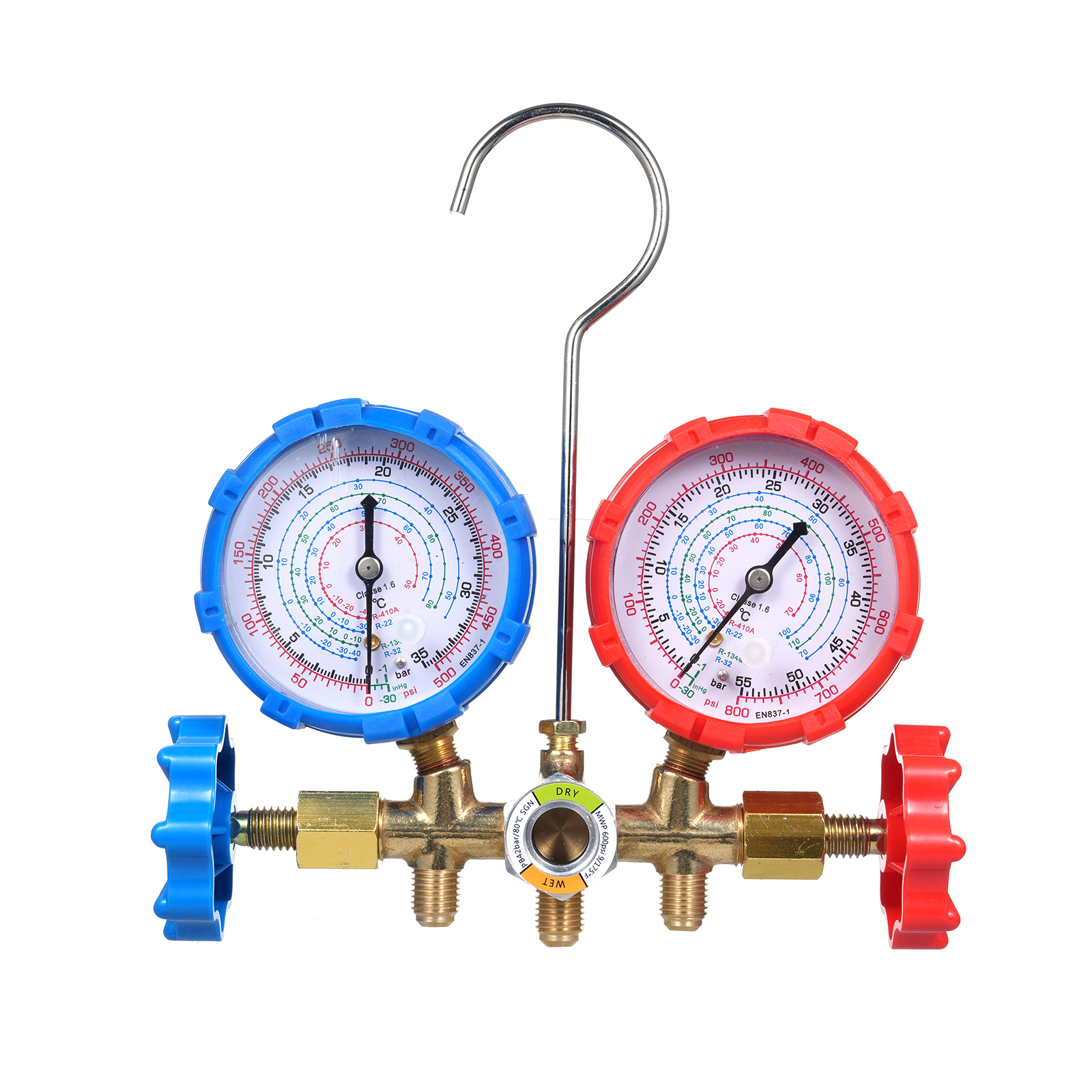 Manometer Für Klimaanlagen, Satz Manometer Für R134a, R32, R22 Und R410a, 3-wege, Kfz, Mit Schlauchadapter.