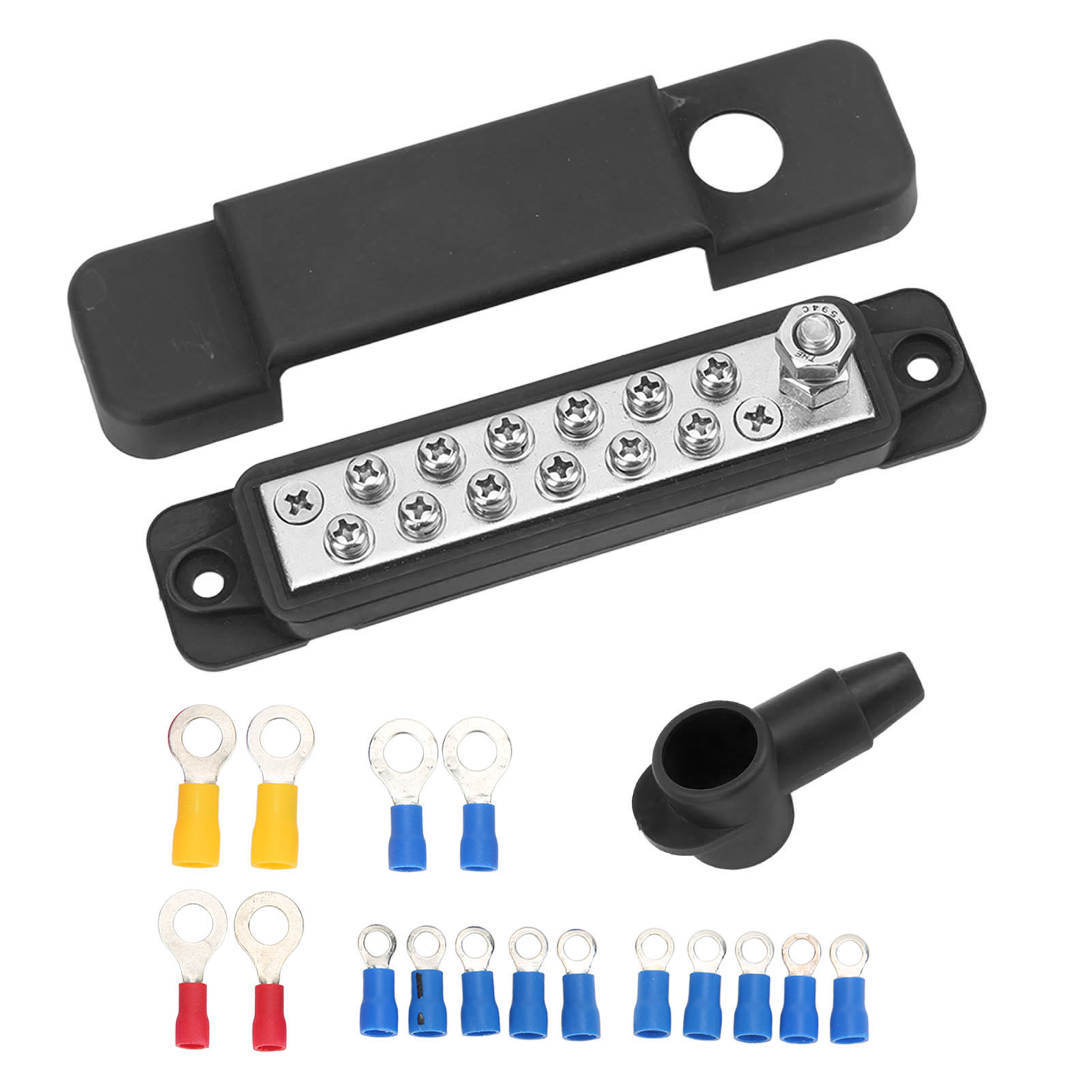 12-poliger Verteilerblock, 180-a-schiffsstromschiene Mit 16 Ringen Für Pkw, Wohnmobile Und Yachten, Schwarz