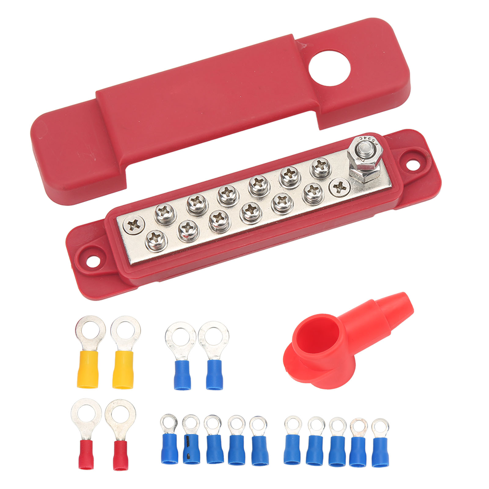 12-poliger Verteilerblock, 180-a-schiffsstromschiene Mit 16 Ringen Für Pkw, Wohnmobile, Yachten, Rot