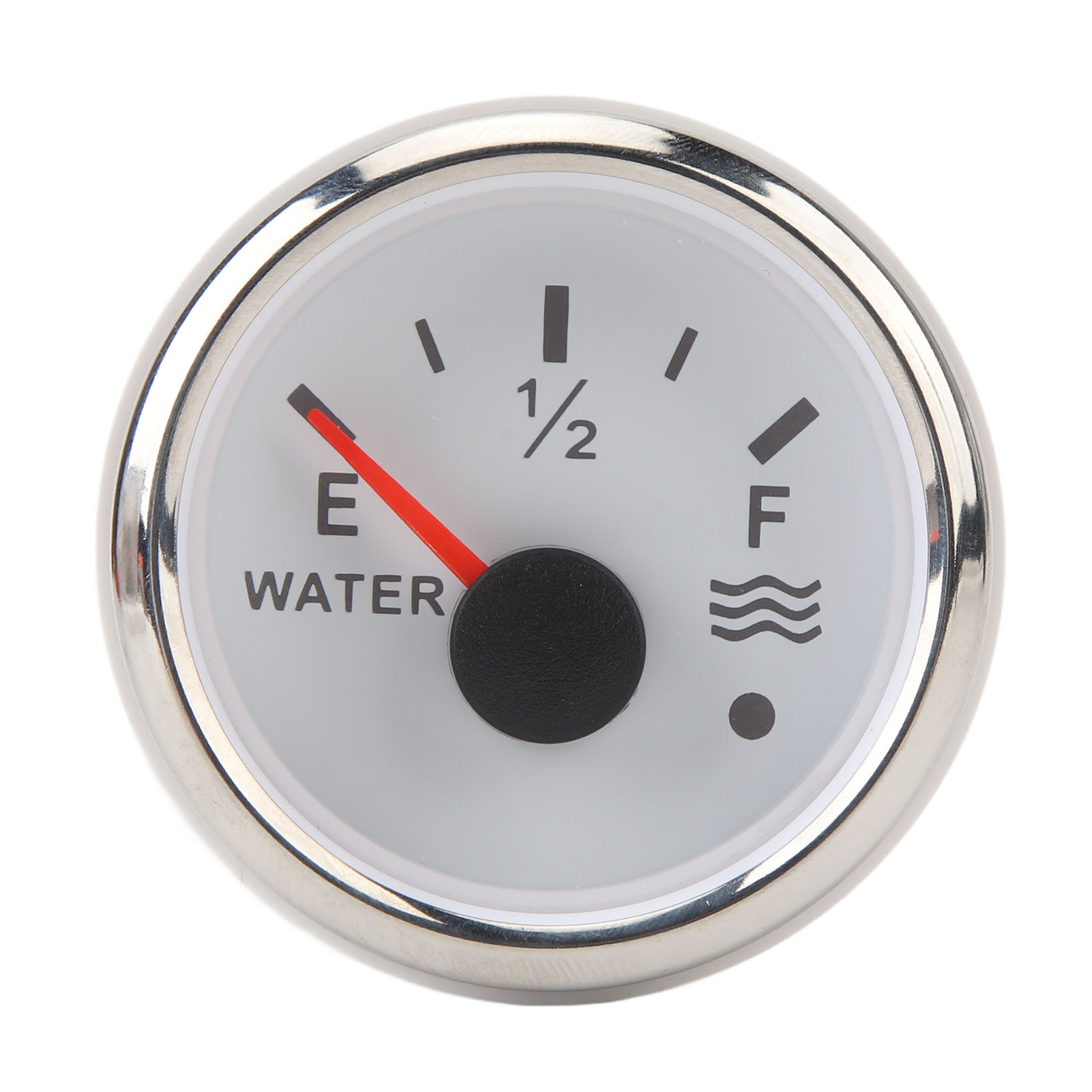 Wasserstandsanzeiger (52 Mm), 1/2"-innengewinde, Farbige Hintergrundbeleuchtung, 240–33 Ohm, Für Wohnmobile, Yachten, Boote, 32 V Dc, Weißes Zifferblatt Mit Silberner Abdeckung
