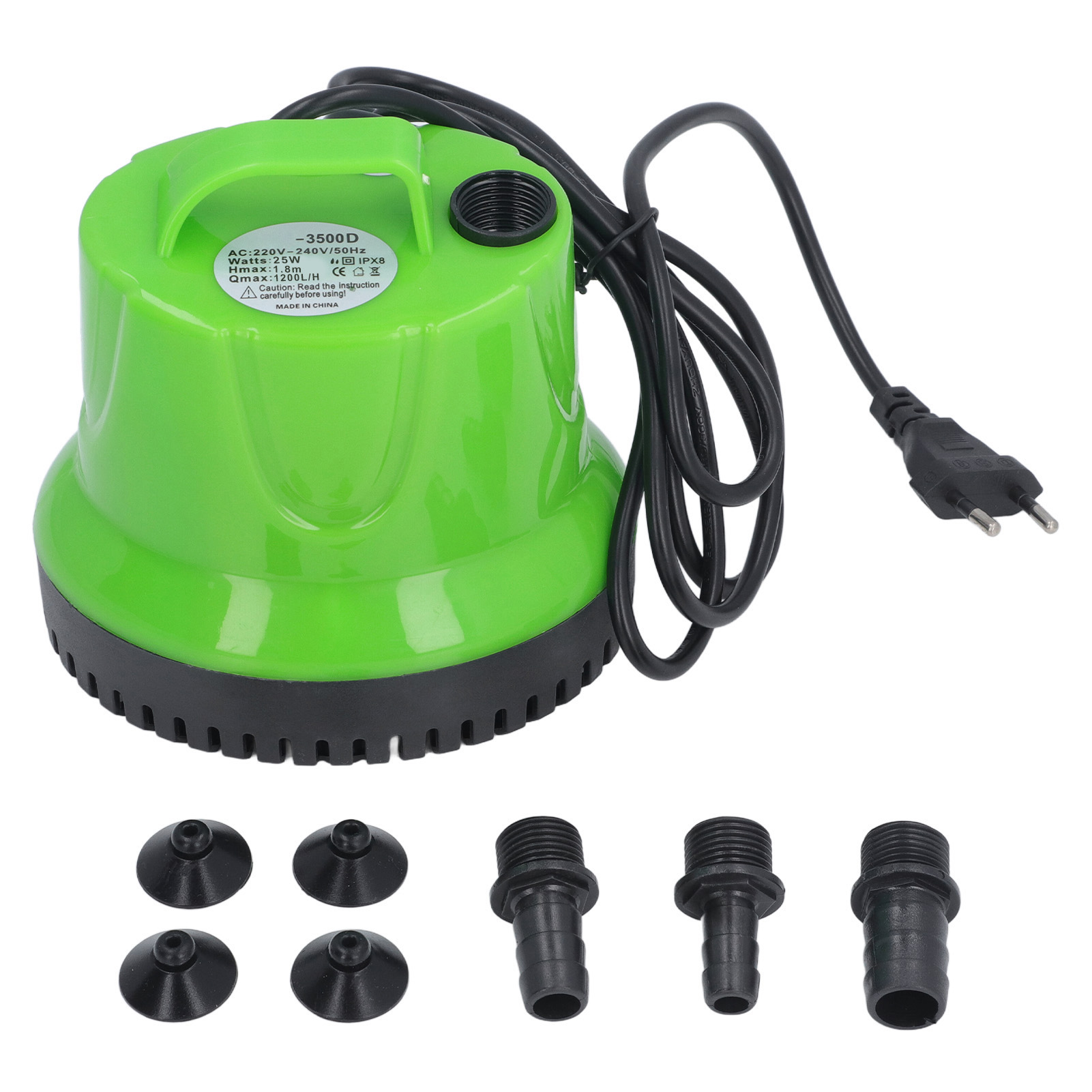 25-w-tauchpumpe, 40/48 Cm Auslass, 1200 L/h Förderleistung, Bodenansaugung, Für Teiche, Aquarien Und Springbrunnen, Europäischer Stecker, 220–240 V
