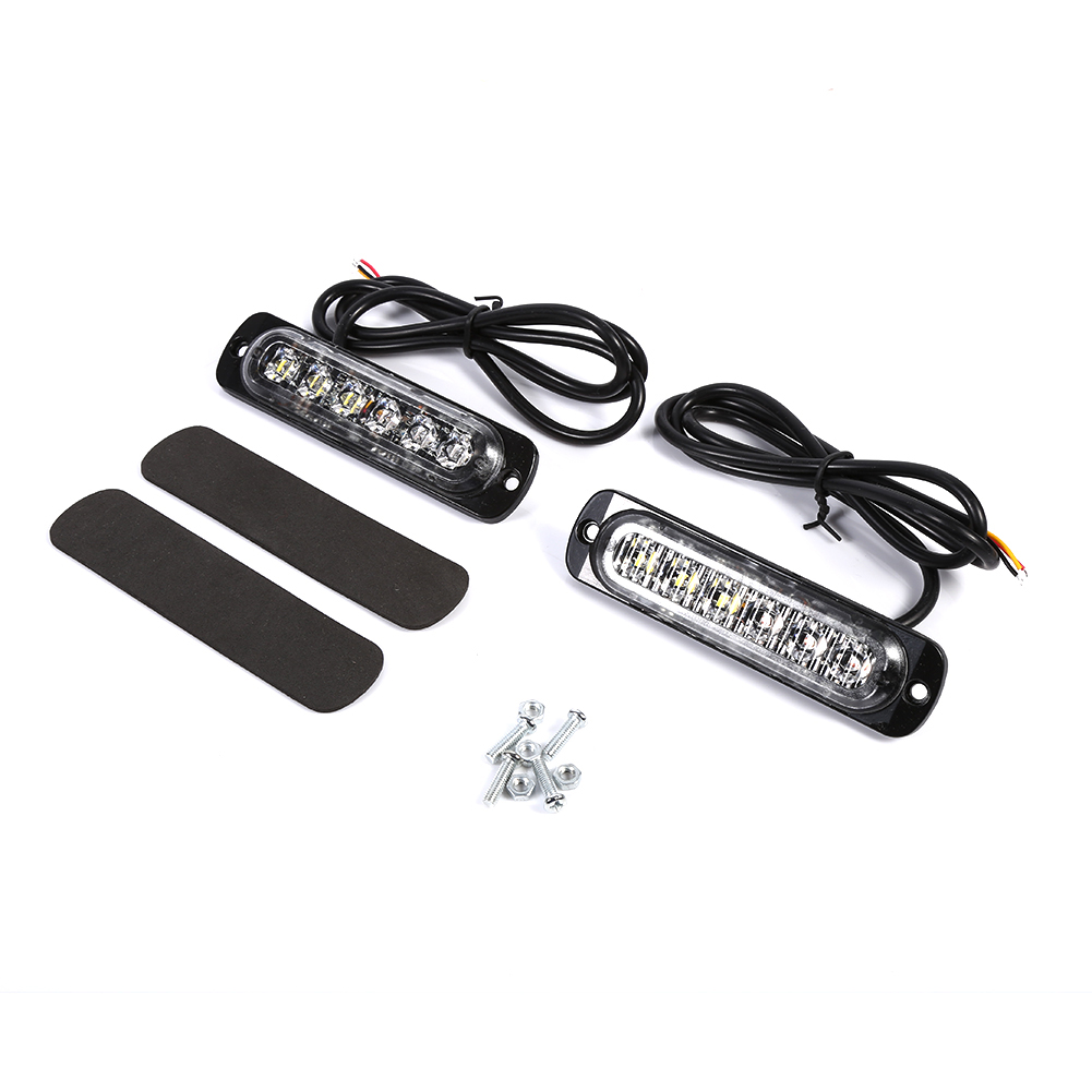 Set Mit 2 12v 6 Led-warnblitzleuchten Für Pkw/lkw, Gelb/weiß Blinkend