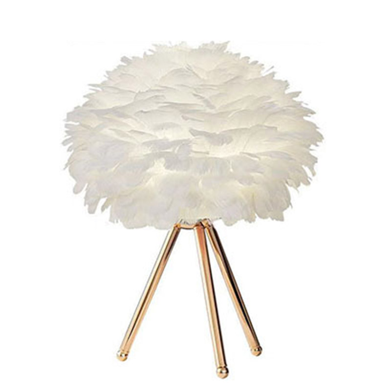 Led-tischleuchte Feather Mit Druckknopf, Dekorativem Dimmlicht, Goldfarben, Für Büro Oder Schlafzimmer, Nachtlicht, Europäischer Stecker Typ 1, Dreieckig