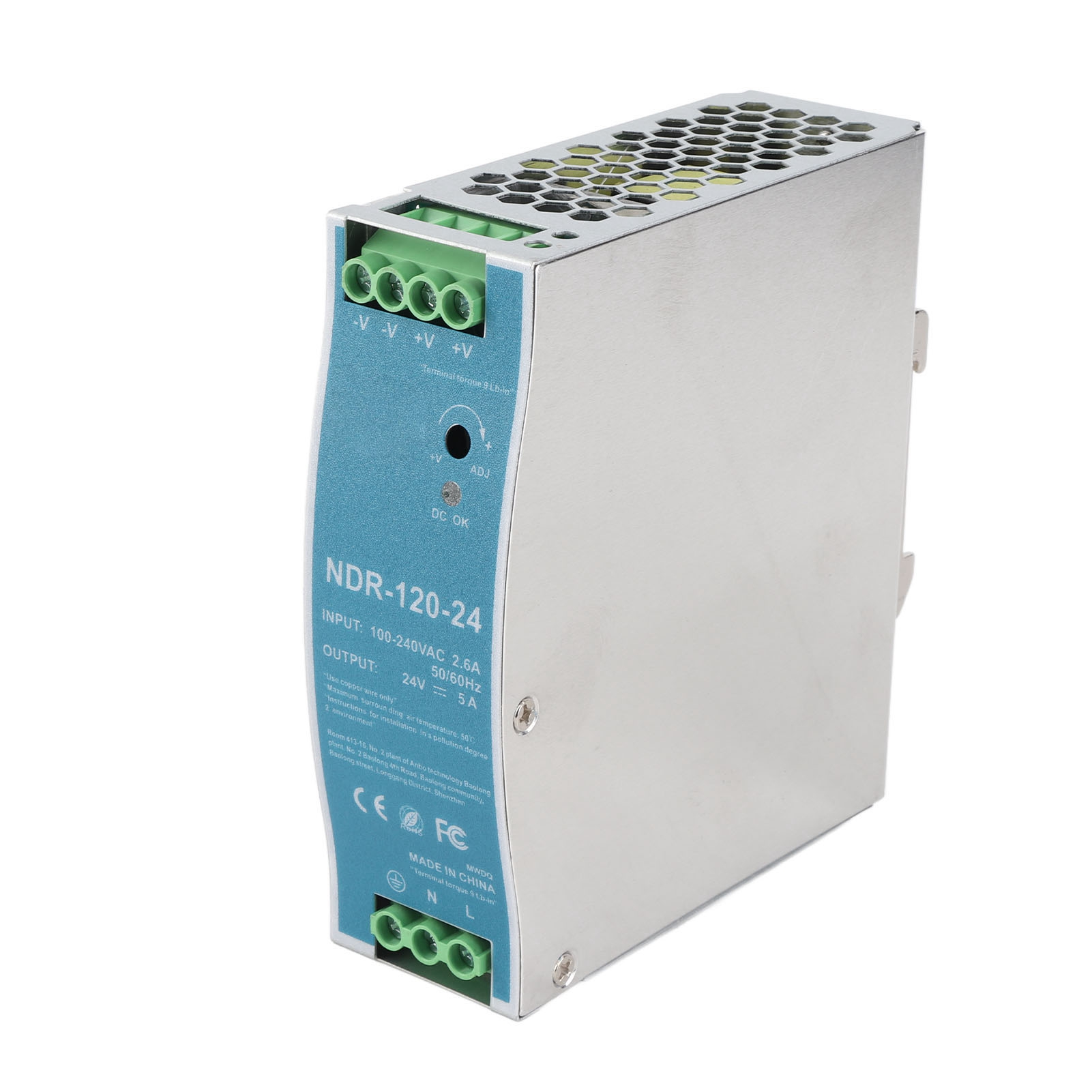 Industrielles Schienennetzteil Ndr-120-24, 5 A 120 W, Wechselstrom 100–240 V, Schalter