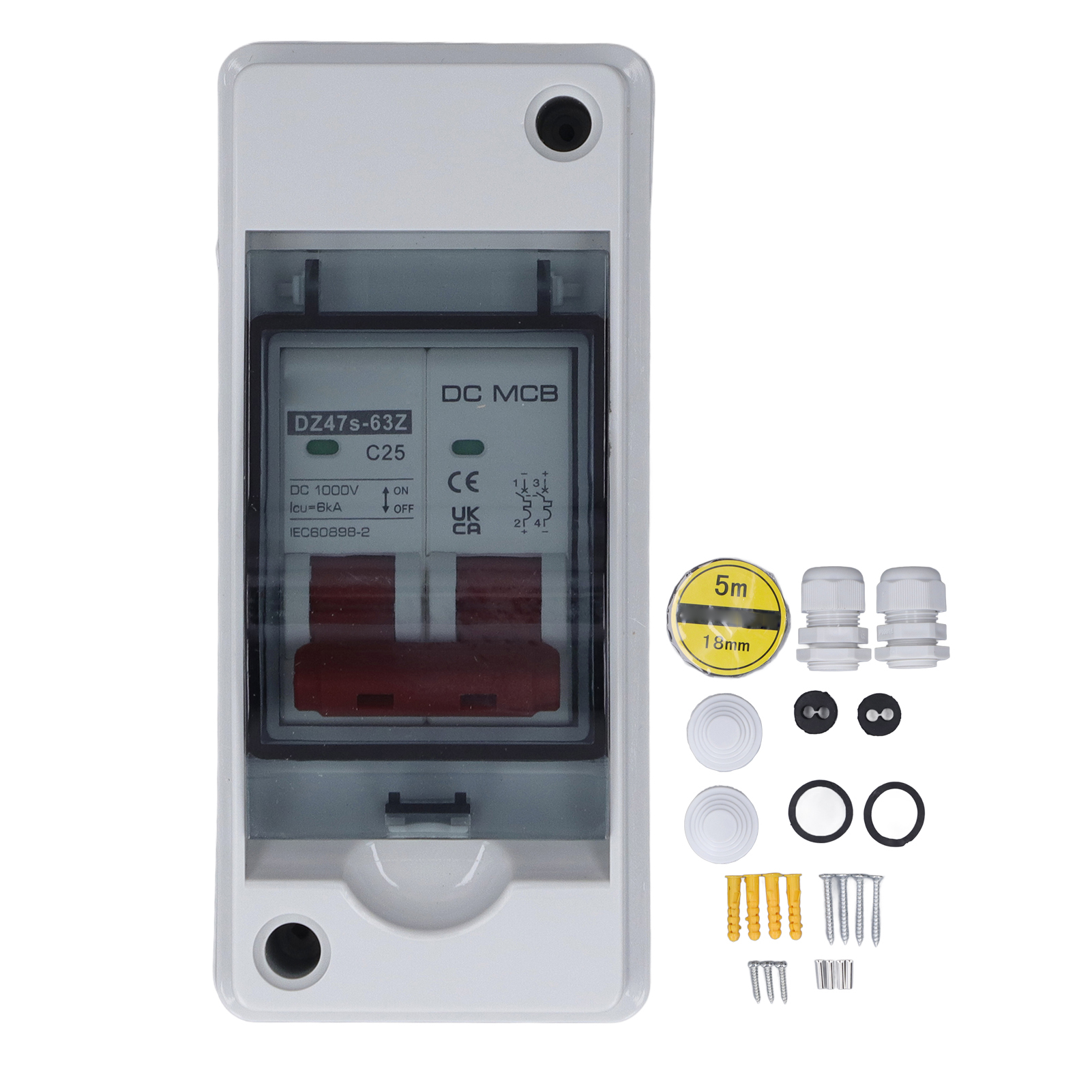 Bipolare Photovoltaikanlage, Miniatur-gleichstrom-leistungsschalter, Wasserdichter Solartrennschalter Ip65, 1000 V Dc, 25 A