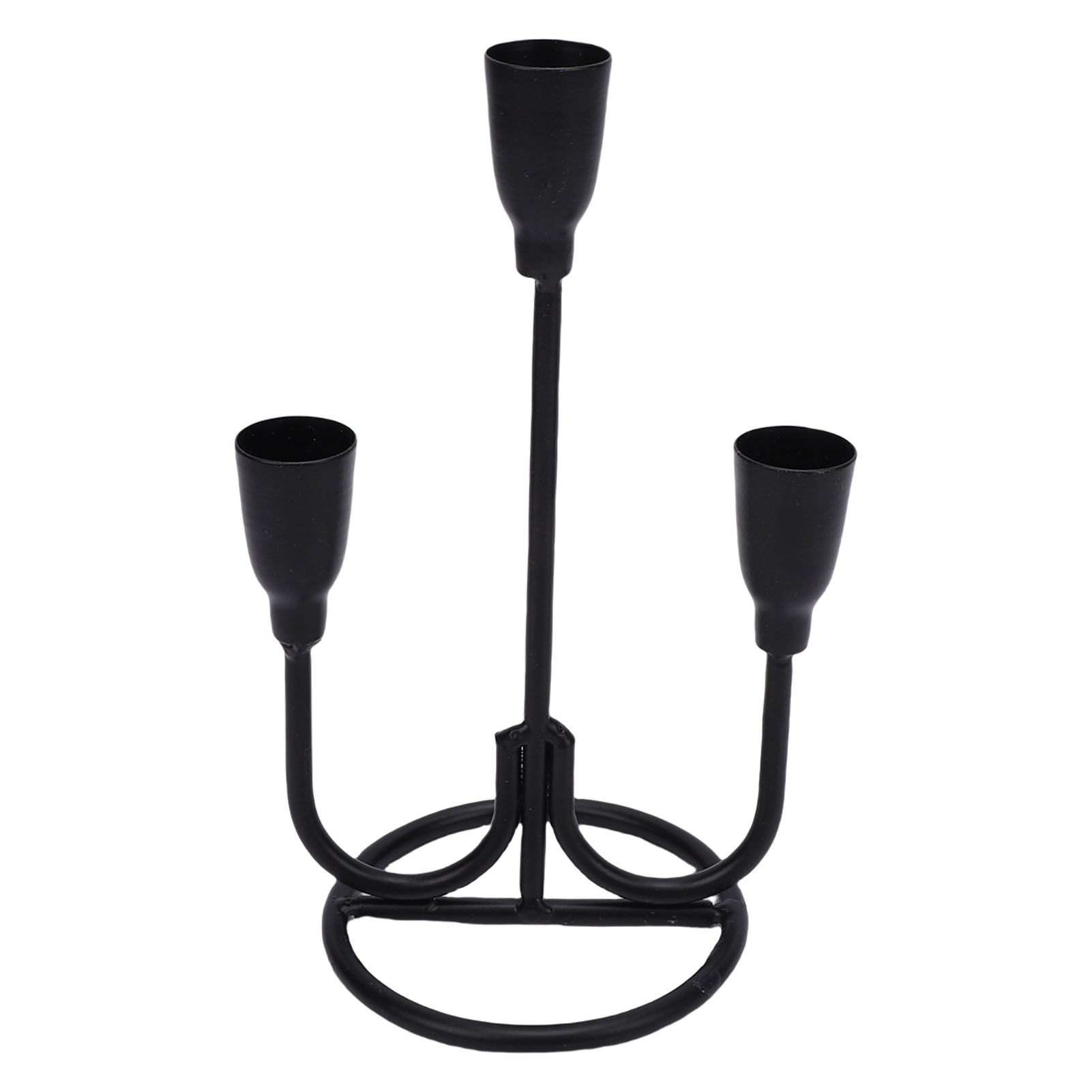 Dreiköpfiger Kronleuchter Aus Eisen, Eleganter Kandelaber Für Couchtisch, Kamindekoration, Schwarz