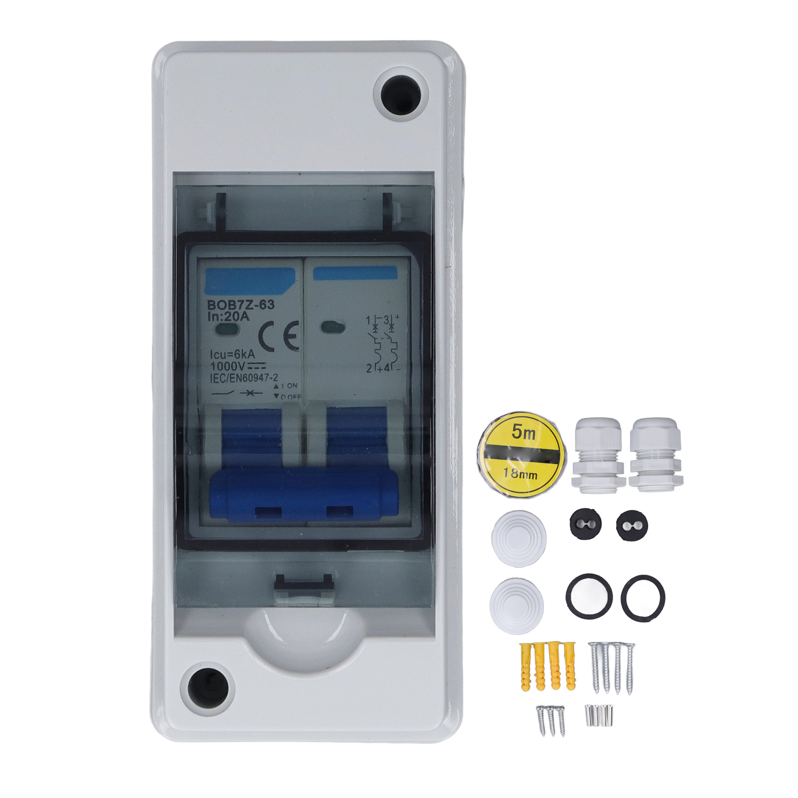 Mcb Pv-leistungsschalter, Kombinationskasten, Wasserdichter Trennschalter, 1000 V Dc 20 A Mit Verteiler
