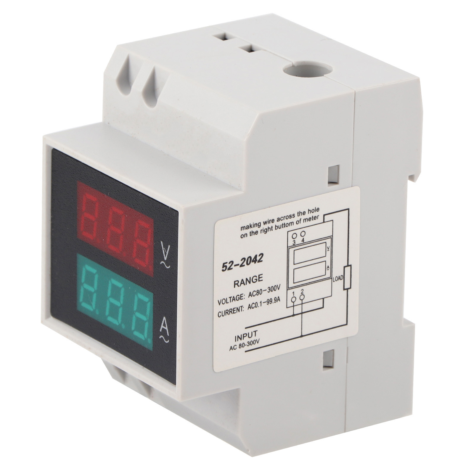 Hochpräzises Digitales Din-schienen-spannungs- Und Amperemeter Mit Doppelanzeige, Ac 80–300 V, Ac 0–99,9 A