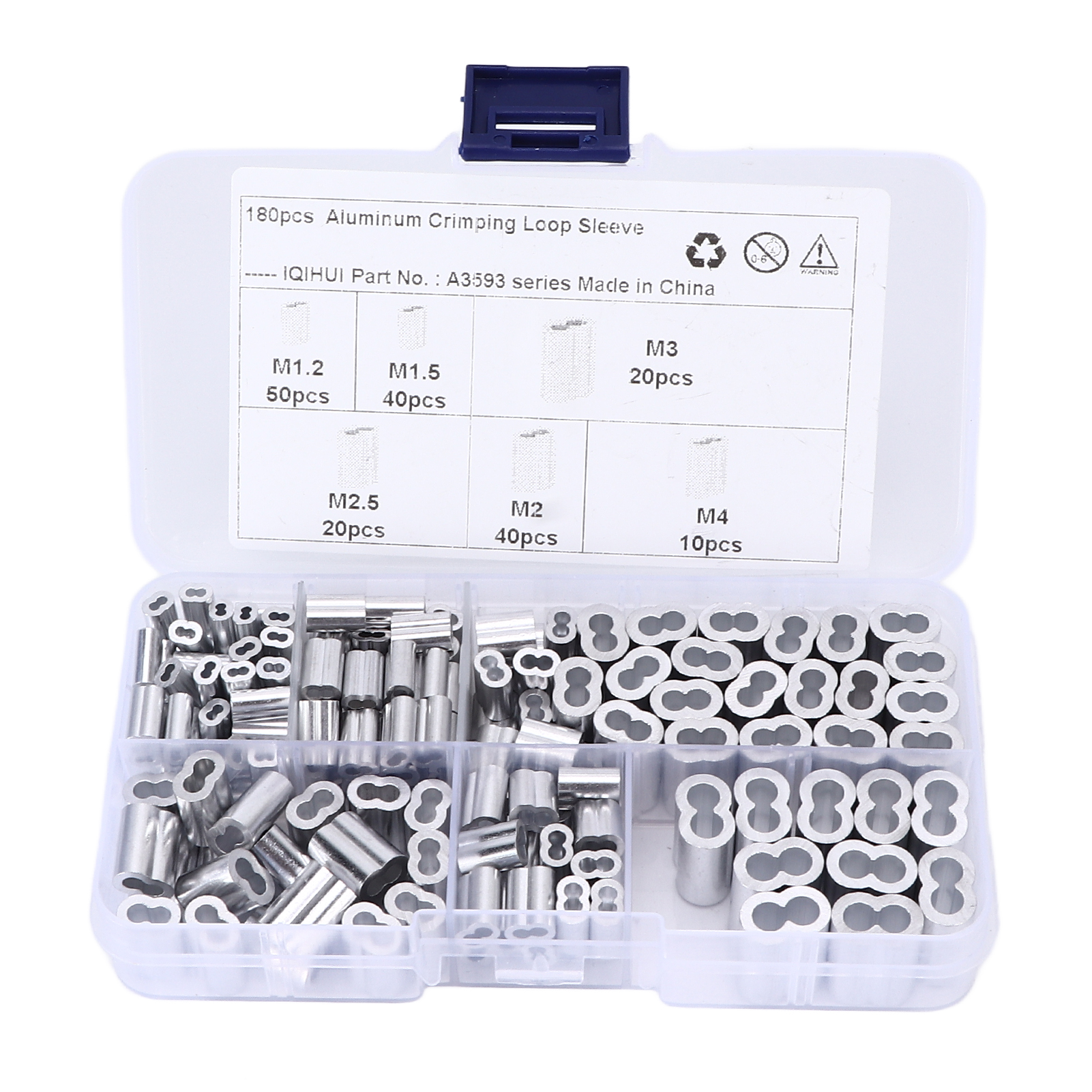 Crimphülsen-set, 180-teilig, 6 Universalgrößen, Doppelhülsen Aus Aluminium Für Kabelenden.