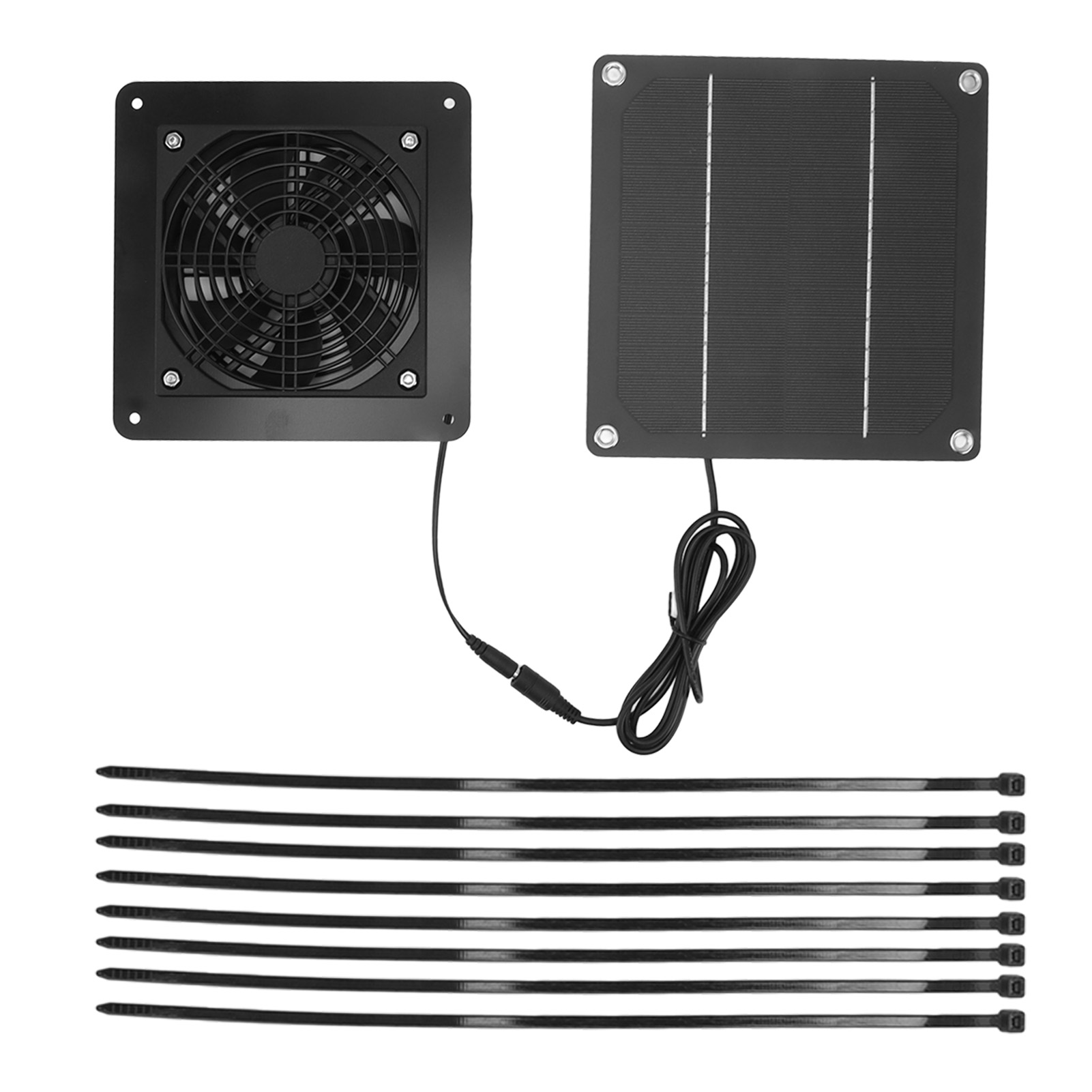 10-w-solarventilator-set, Hohe Drehzahl, 150 Cm Kabel Mit Schutznetz Für Tiergewächshäuser