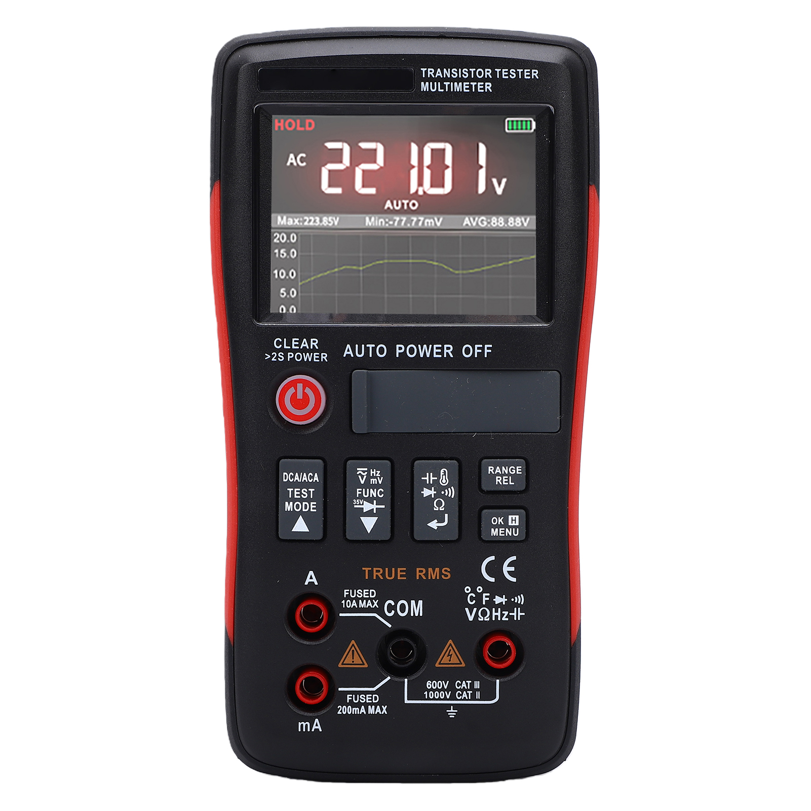 Digitales True-rms-multimeter Mit Automatischer Bereichswahl, Lcr- Und Transistor-bauteiltester, 2,4-zoll-ips-farbdisplay Für Widerstände, Kondensatoren, Induktivitäten, Dioden, Mosfets Und Scrs Zt-xt