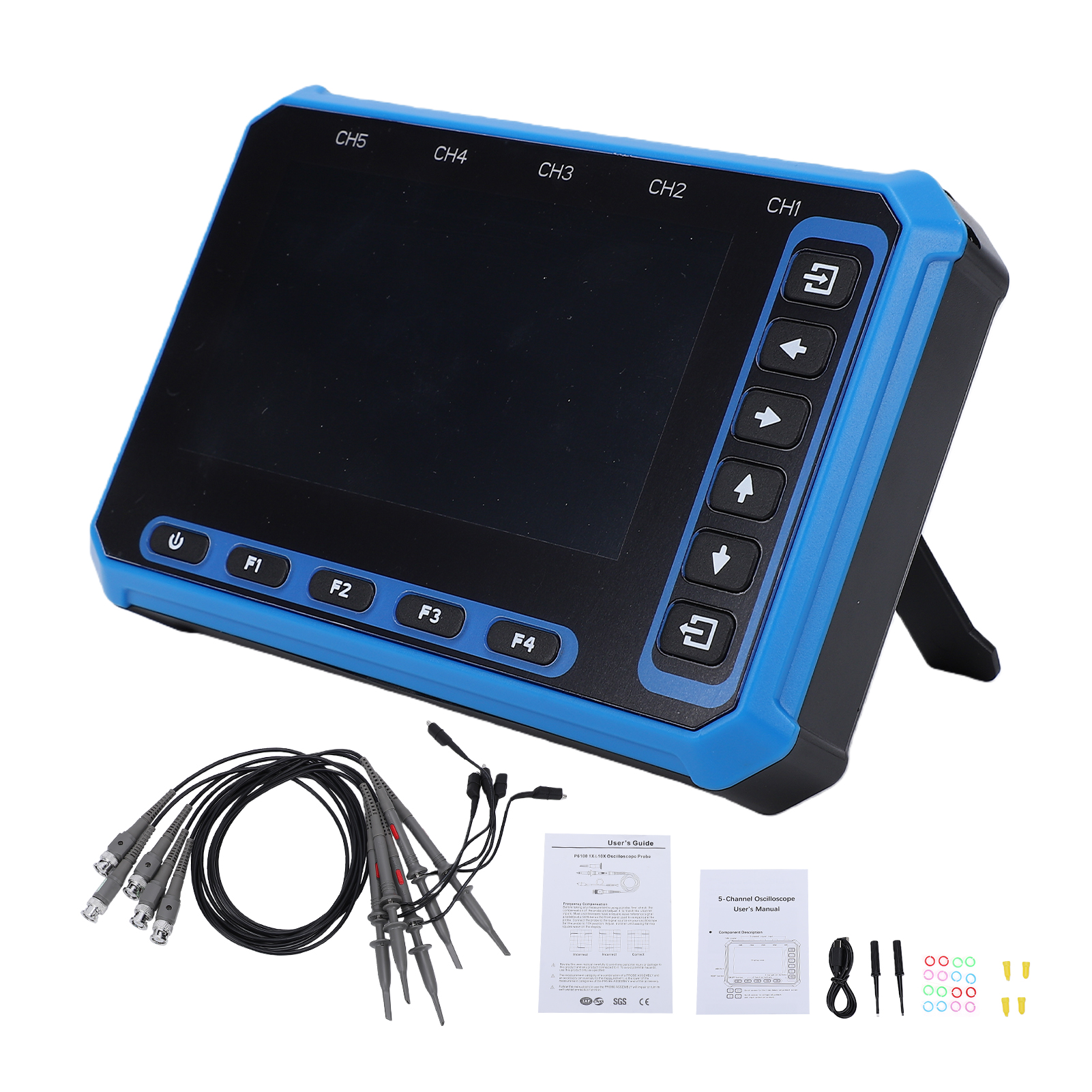 Tragbares 5-kanal-digitaloszillometer Mit 2,8-zoll-display, 1 Mhz Bandbreite, 3 Mhz Abtastrate Für Niederfrequente Signale, Automatischer Normalzustandserkennung, Wlan-version + Tastkopfset