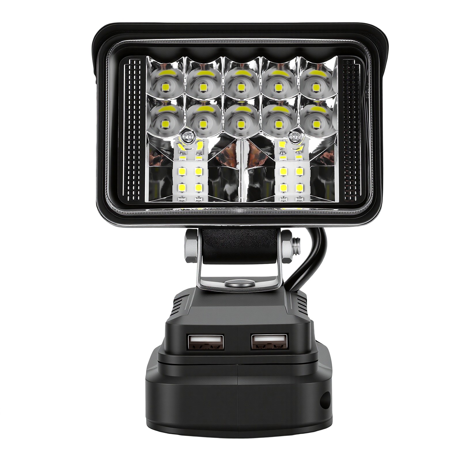 96-w-led-arbeitsleuchte, Kompatibel Mit 18-v-batterie, 12000 Lumen, 2 Helligkeitsstufen, Drehbarer Kopf, Zwei Usb-a-anschlüsse, Tragbarer Notfallscheinwerfer Für Baustellen Und Camping.