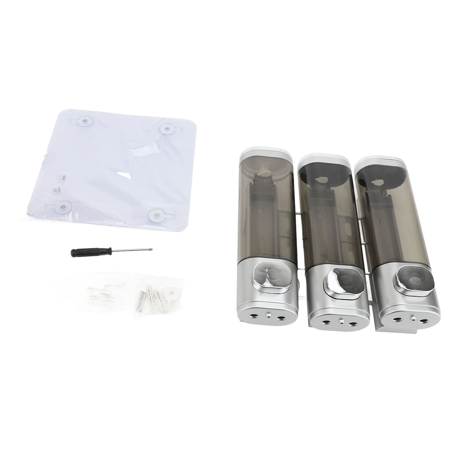 3-in-1-druckseifenspender, 300 Ml, Wandmontage, Silber