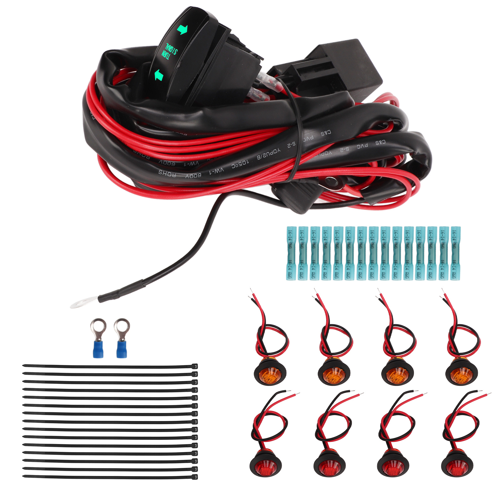 Grünes Vertikales Kippblinker-set Für Straßenzugelassene Utvs/atvs, Mit Relais Und Ersatzkabelbaum Für Polaris Ranger Rzr. Kippschalter Für Grüne Vertikale Blinker.