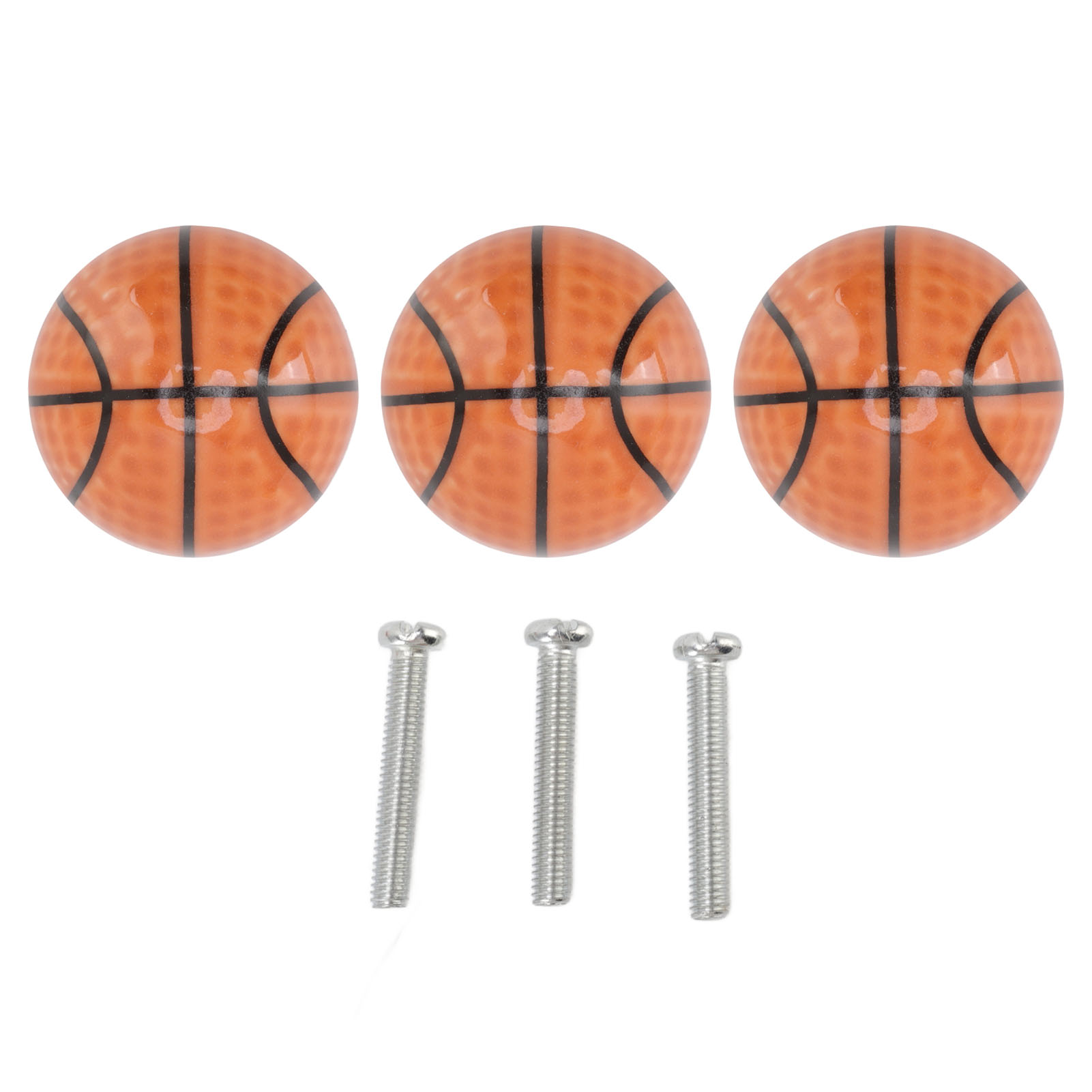 Set Mit 3 Basketballförmigen Türknöpfen Für Küchen- Und Haushaltsschränke, Für Schubladen Mit Einem Loch, Keramikgriff