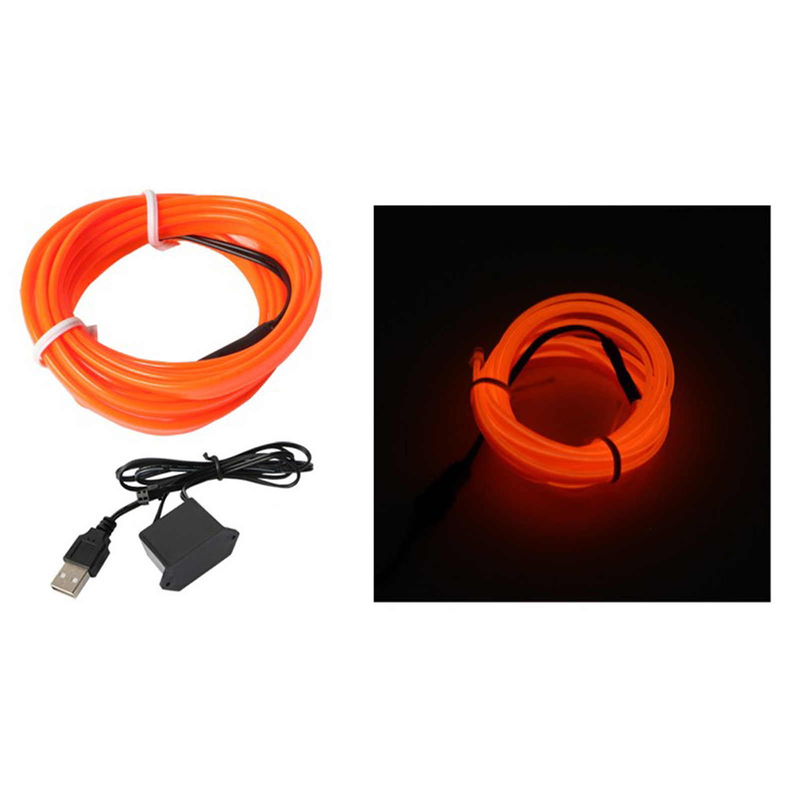 Neonfarbener Led-lichtstreifen Für Autos, Usb-betrieben, Stimmungsvolle Dekoration, 5v Led-streifen Für Den Innenbereich, 3 Meter, Orange