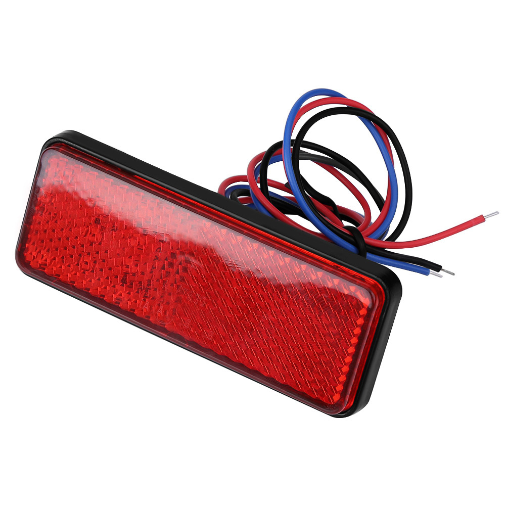 Universeller Led-reflektor Für Motorrad/roller, Rechteckig, Rotes Rückbremslicht