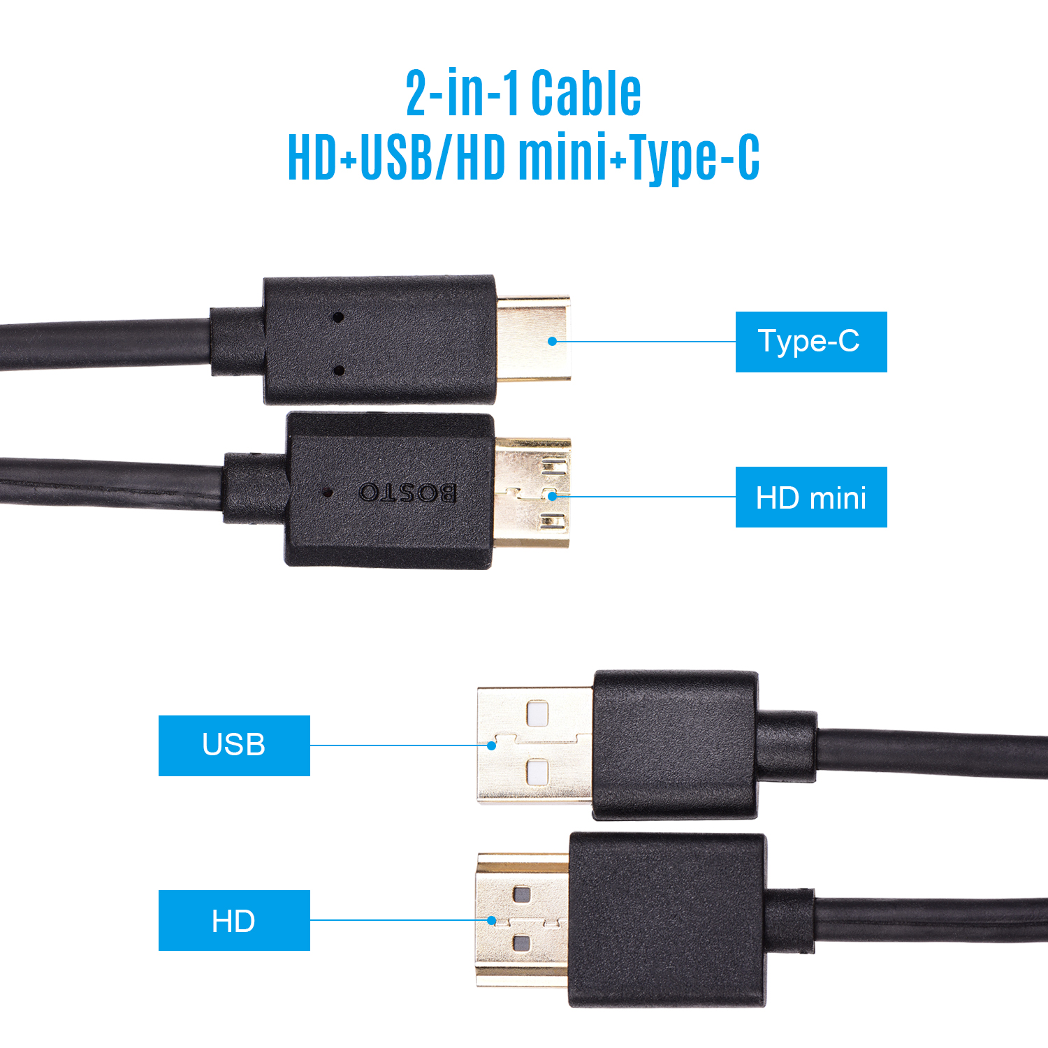 Bosto 2-in-1-kabel Für 13" Hd/16" Hd/16" Hdk/16" Hdt/bt-16" Hdt Grafiktablett-monitor