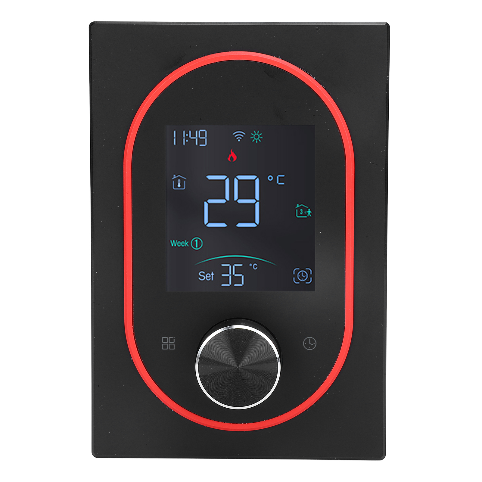 Intelligentes Farb-lcd-thermostat Mit Programmierbaren Tasten Und Touchscreen Für Die Warmwasserbereitung, Kompatibel Mit Einer App Für Zuhause, Hotel Oder Büro. 95–240 V Wechselstrom. Schwarz, Standa