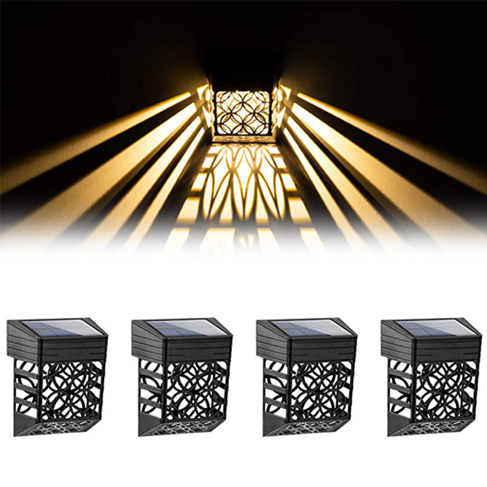 Set Mit 4 Solar-zaunleuchten Für Den Außenbereich, Wasserdicht (ip54), Für Gartenmauer, Terrasse Und Treppe