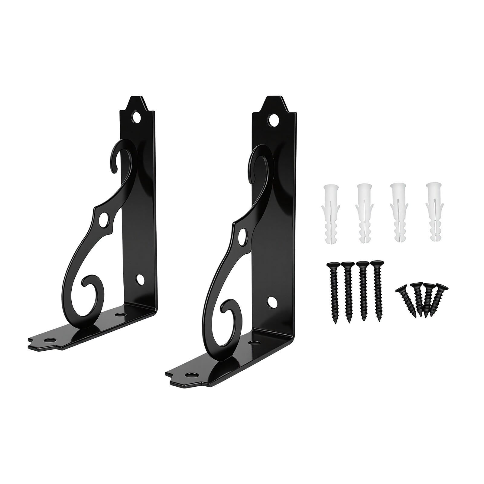 Zwei Stabile, L-förmige Regalträger Aus Eisen (12,7 X 7,6 Cm) Zur Wandmontage, Ideal Für Küche, Bad, Büro Oder Garage. Schwarz.