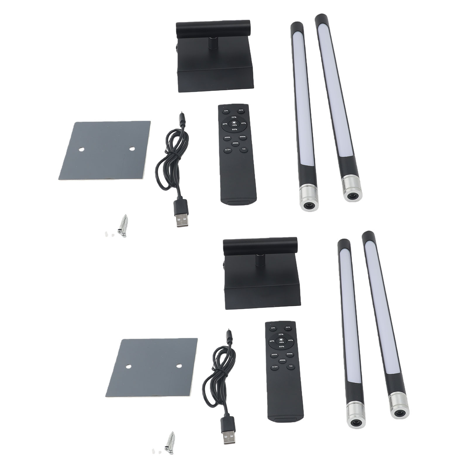 Set Aus 2 Magnetischen, Kabellosen, Wiederaufladbaren, Dimmbaren Und Batteriebetriebenen Wandleuchten Mit Touch-licht Und Fernbedienung Für Schlaf- Und Wohnzimmer (schwarz).