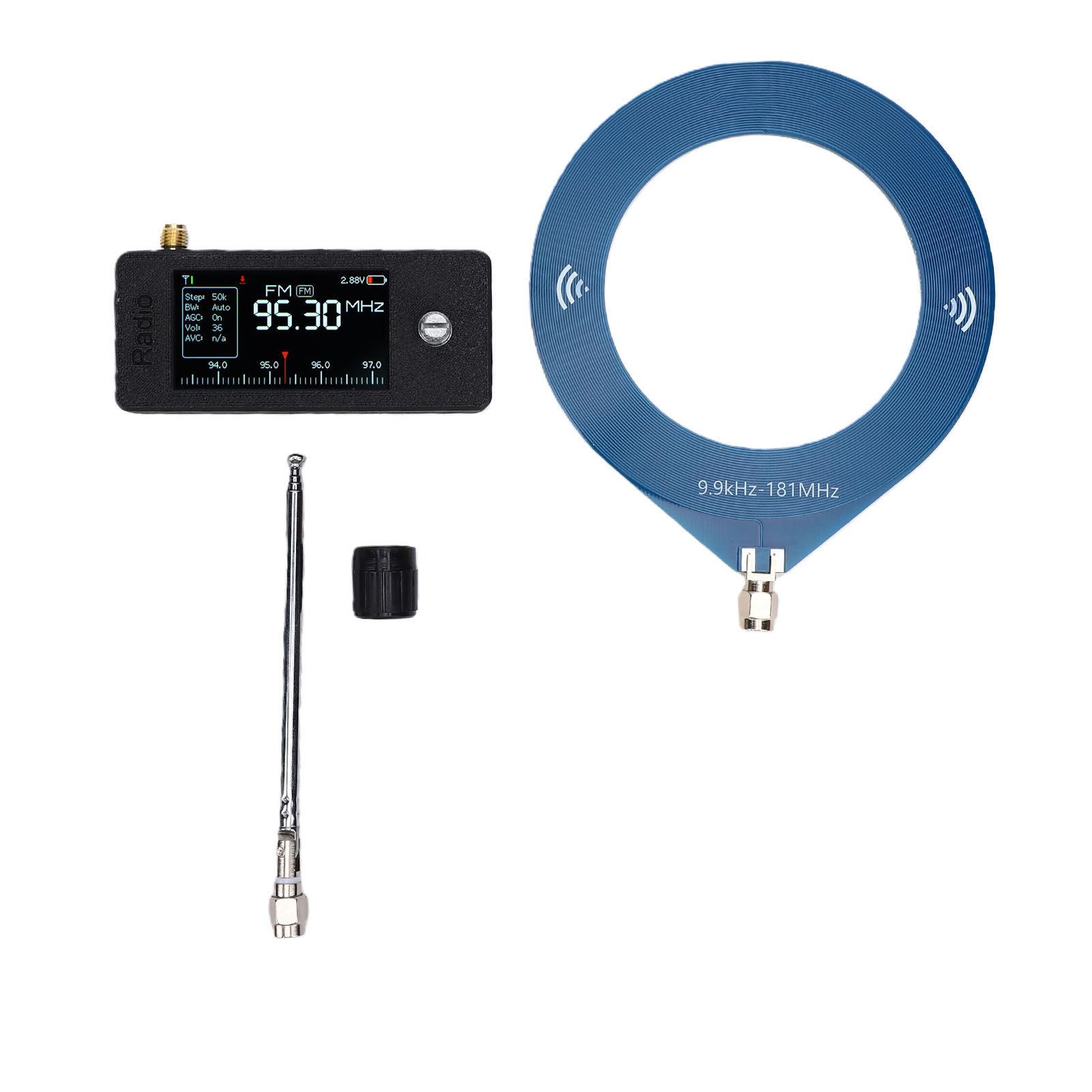 Tragbares Radio Mit 1,9-zoll-farbbildschirm, Am/fm/lsb/usb-dsp-empfänger Mit Rahmen- Und Teleskopantenne, Schwarz.