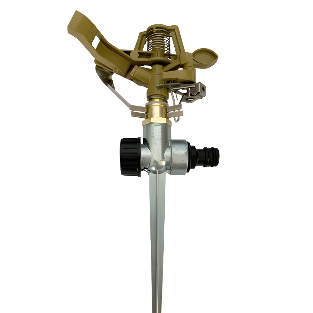 Impulsregner Mit Erdspieß, Robuste Zinklegierungskonstruktion Für Garten Und Rasen, 0-360°-drehung, Großer Bewässerungsbereich, 1/2"-universalanschluss Mit Messingkopf