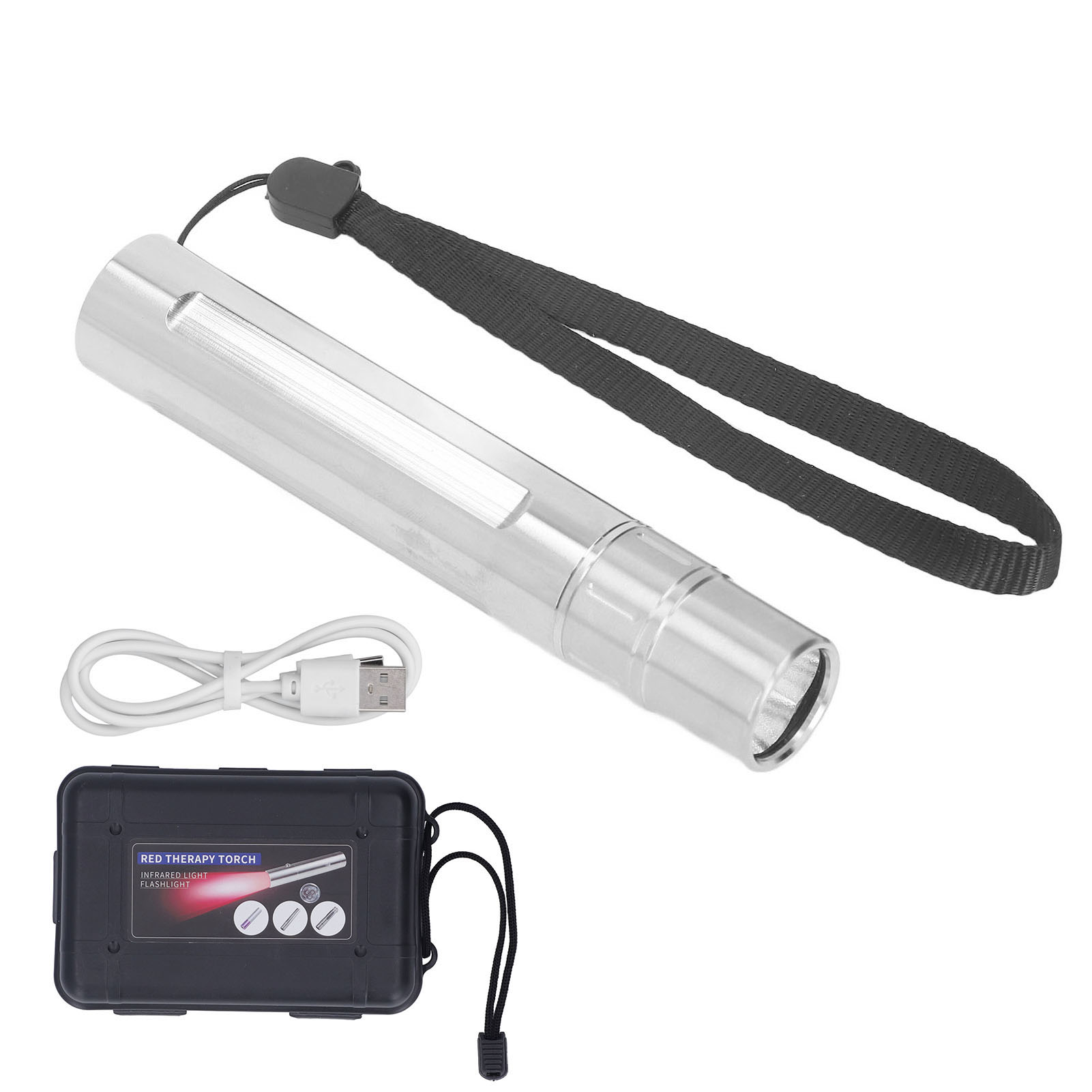 Infrarot-lichttherapie-taschenlampe, 630 Nm, 660 Nm, 850 Nm, Edelstahl-led, Mit Knöchelriemen