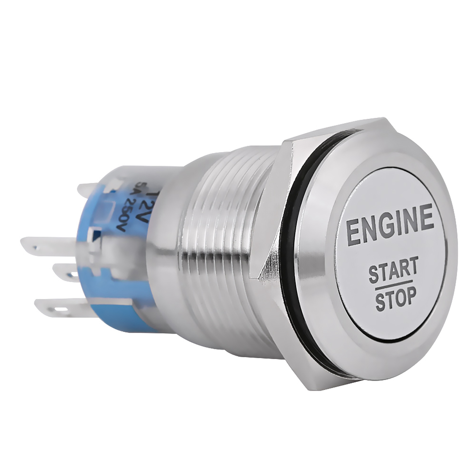 Start-/stopp-taste Für Automotor, 12-v-weiße Led, Silberner Edelstahlschalter