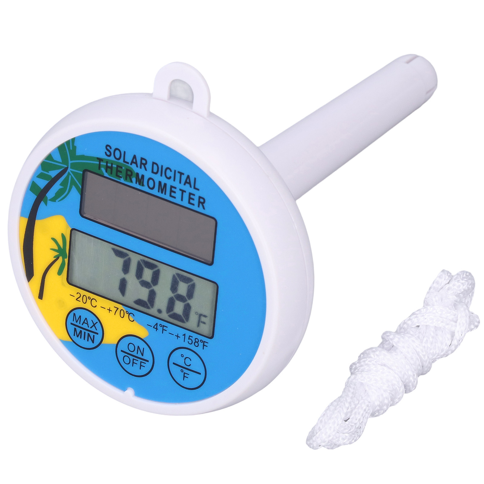 Solarthermometer Mit Digitaler Anzeige Der Minimalen Und Maximalen Wassertemperaturen Für Schwimmbäder, Whirlpools Und Teiche