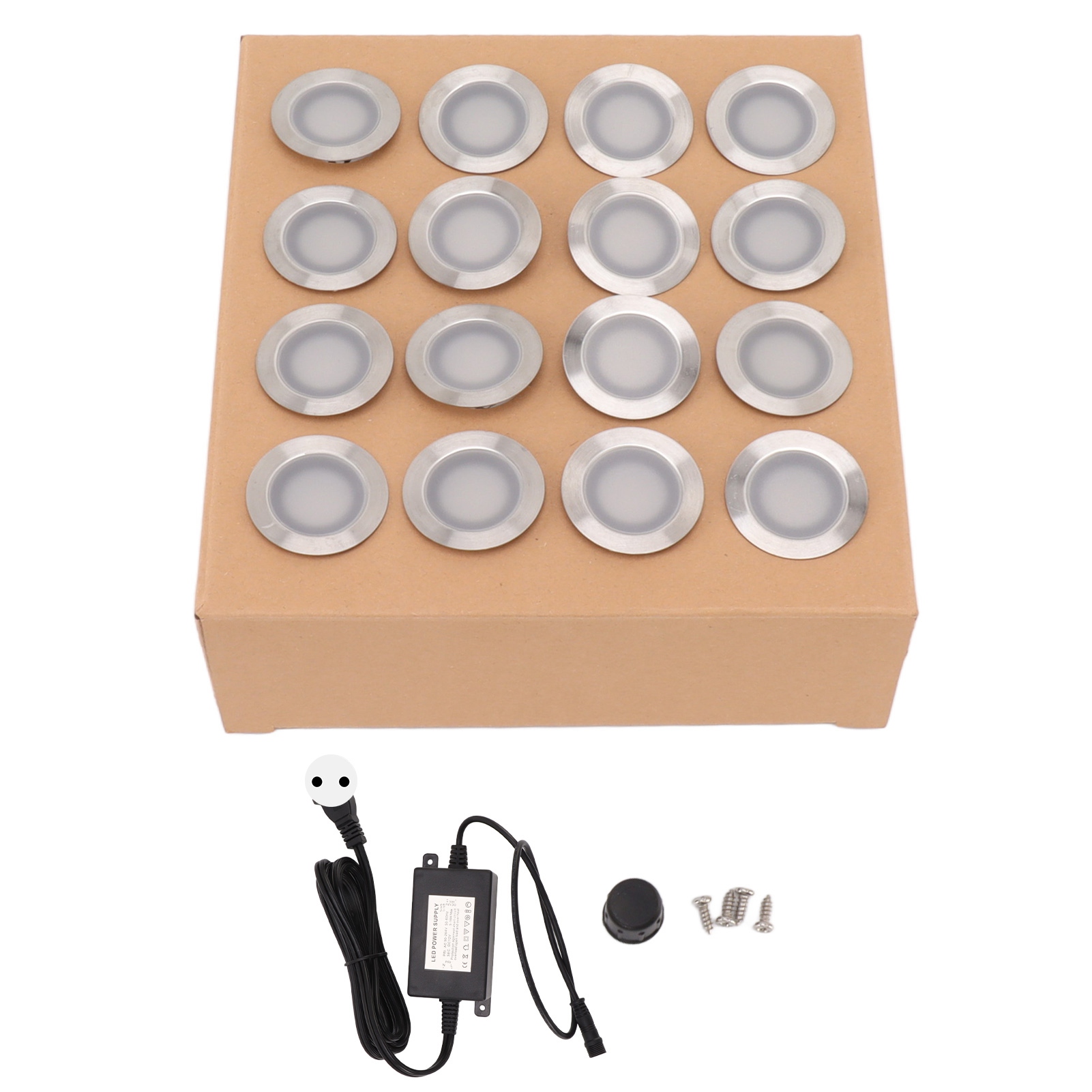 Led-einbauleuchten-set Für Die Terrasse, 16-teilig, 10 W, Warmweiß (2800–3200 K), Ip67 Wasserdicht, 90–265 V, Europäischer Stecker