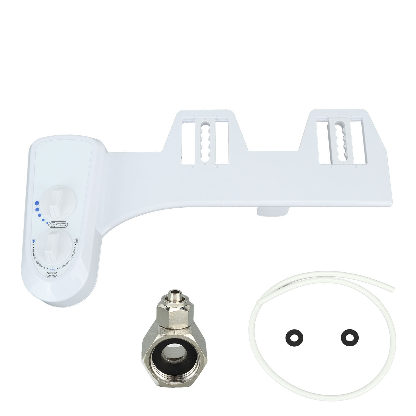 Selbstreinigender Bidetaufsatz, Doppeldüse, Einstellbarer Wasserdruck, Kaltwasseranschluss Für Die Intimhygiene (3/8 Zoll)